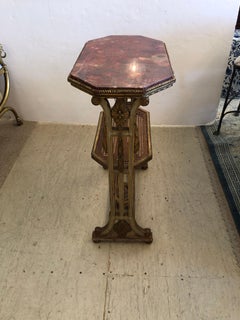 Magnificent 19th Century French Carved Gilded Wood and Marble Top Side Table