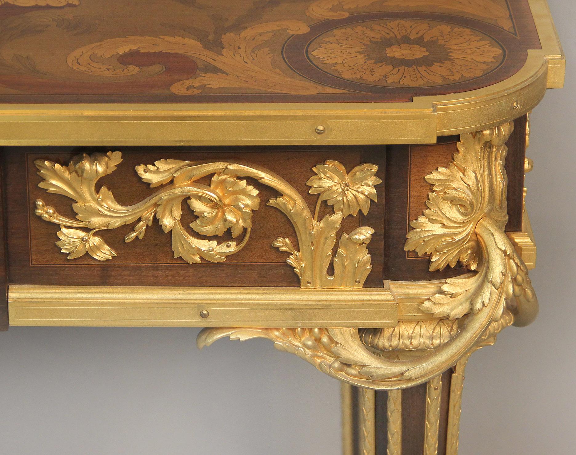 Magnificent 19th Century Gilt Bronze Marquetry ‘Table Des Muses’ By Beurdeley For Sale 5