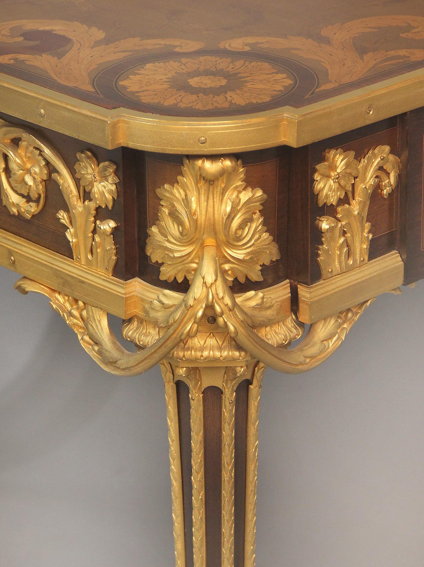 Magnificent 19th Century Gilt Bronze Marquetry ‘Table Des Muses’ By Beurdeley For Sale 6
