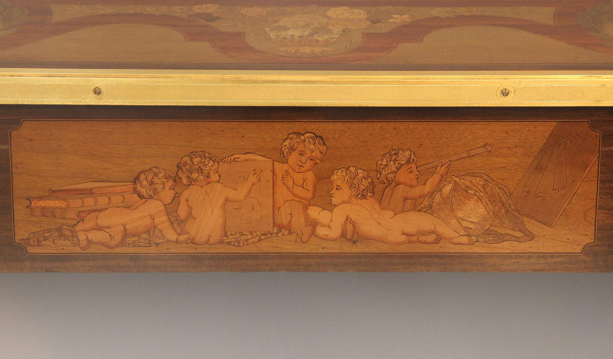 Magnificent 19th Century Gilt Bronze Marquetry ‘Table Des Muses’ By Beurdeley For Sale 1