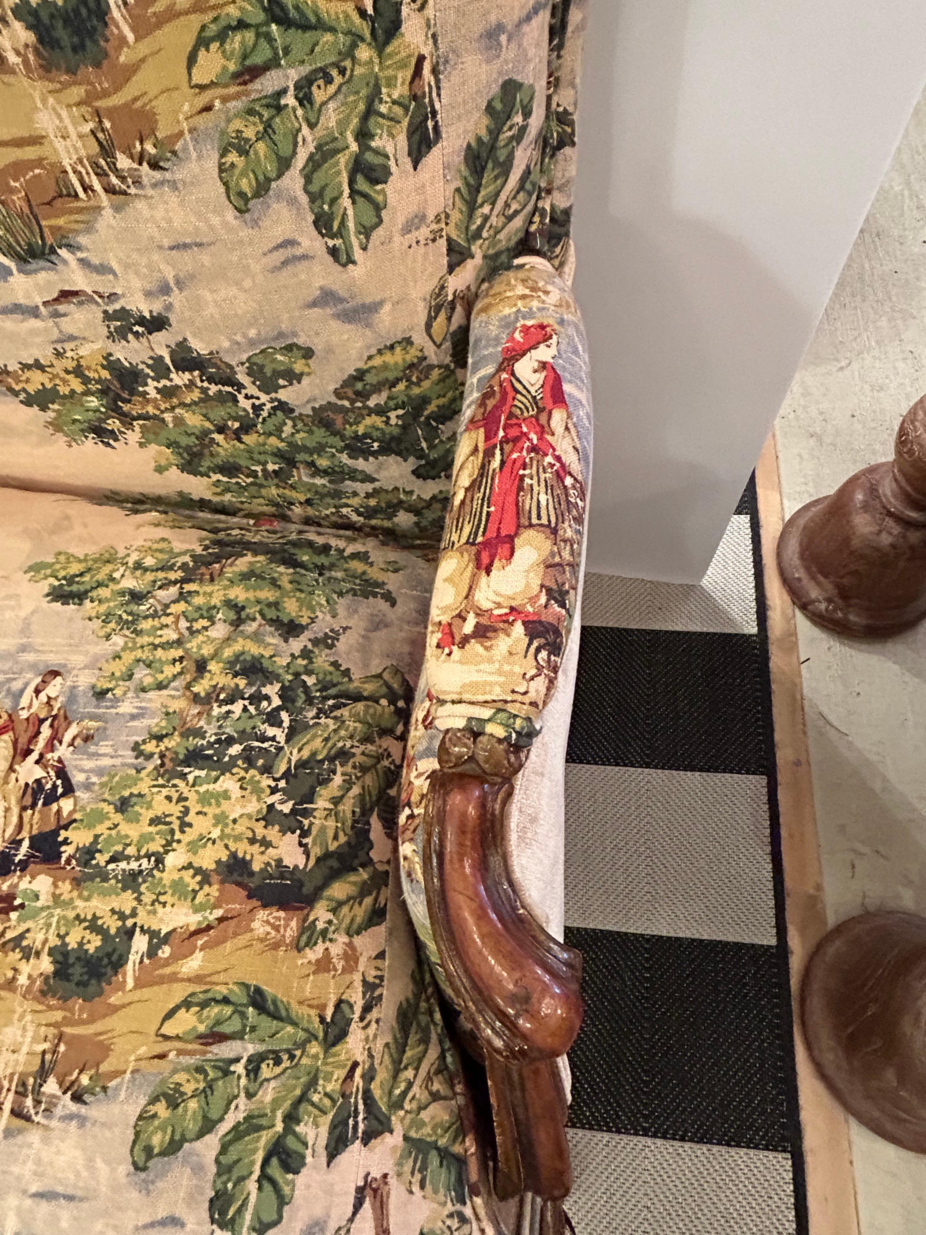 Magnifique banquette Louis XVI du 19ème siècle en bois doré avec nouveau tissu d'ameublement en vente 7