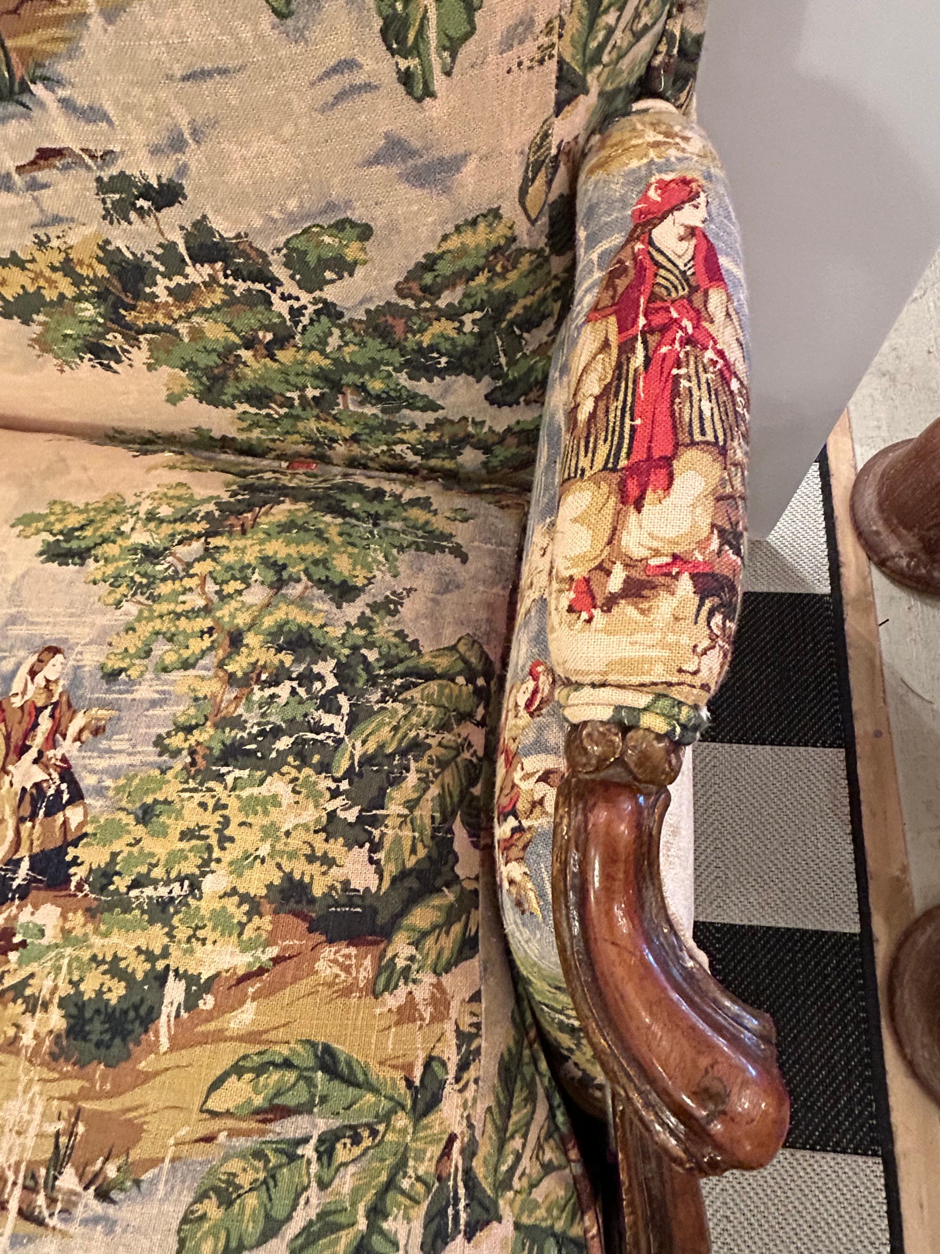 Magnifique banquette Louis XVI du 19ème siècle en bois doré avec nouveau tissu d'ameublement en vente 11