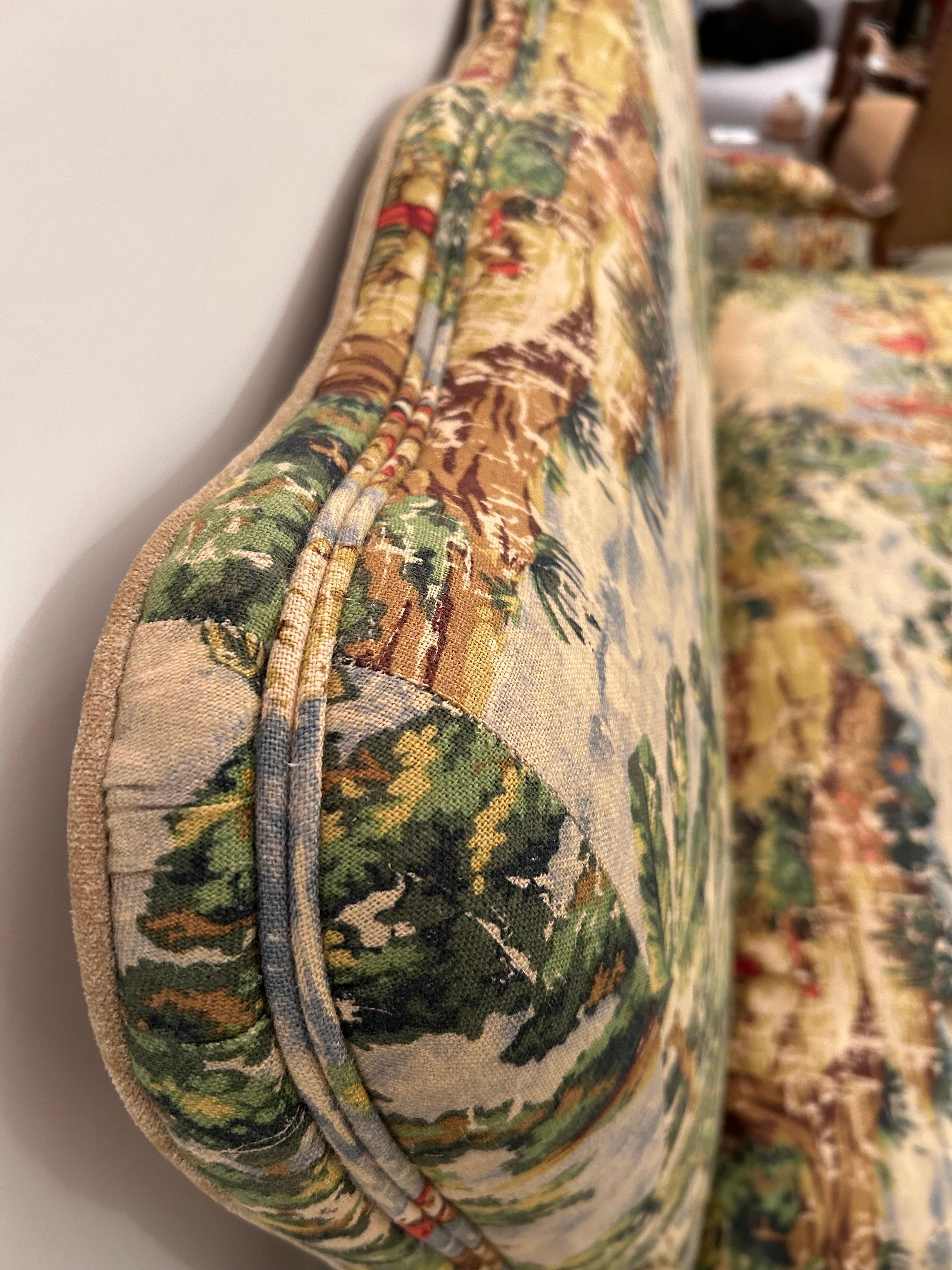 Magnifique banquette Louis XVI du 19ème siècle en bois doré avec nouveau tissu d'ameublement en vente 14