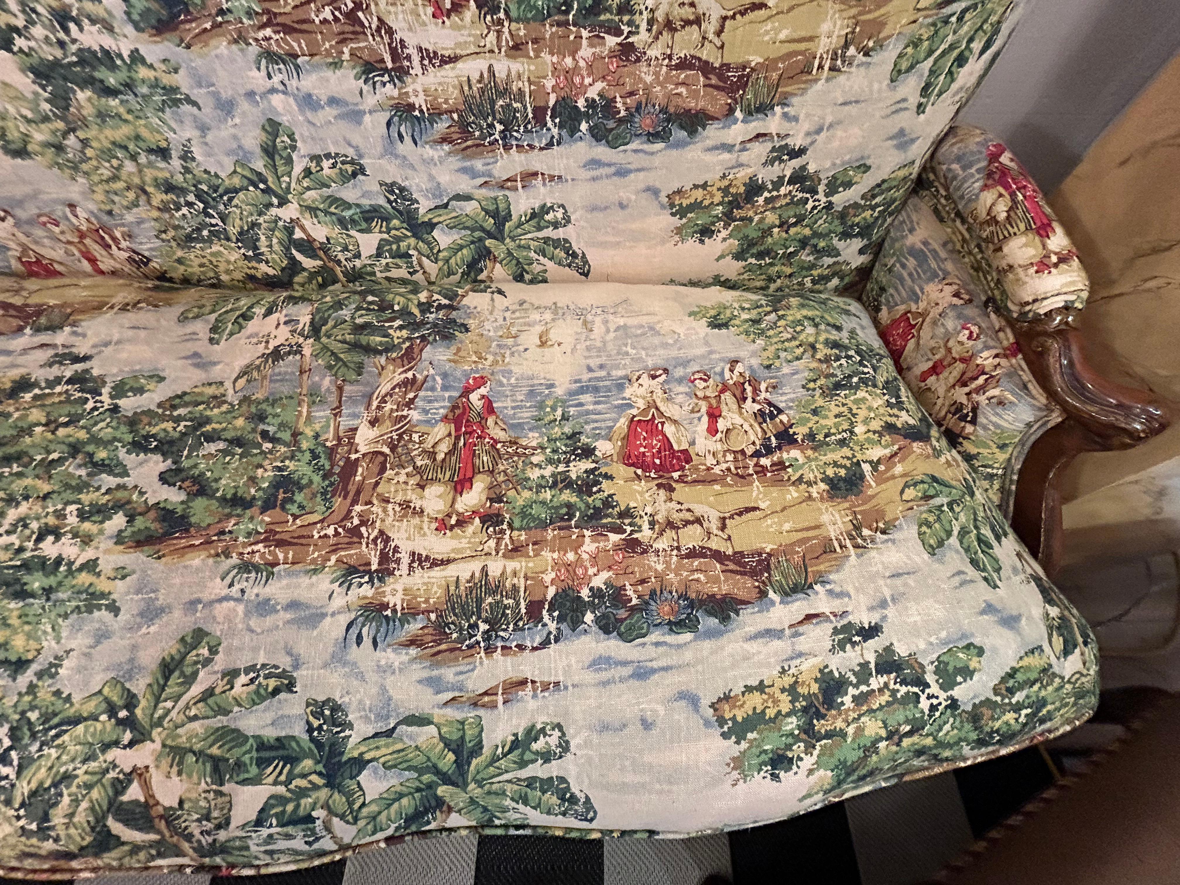 XIXe siècle Magnifique banquette Louis XVI du 19ème siècle en bois doré avec nouveau tissu d'ameublement en vente