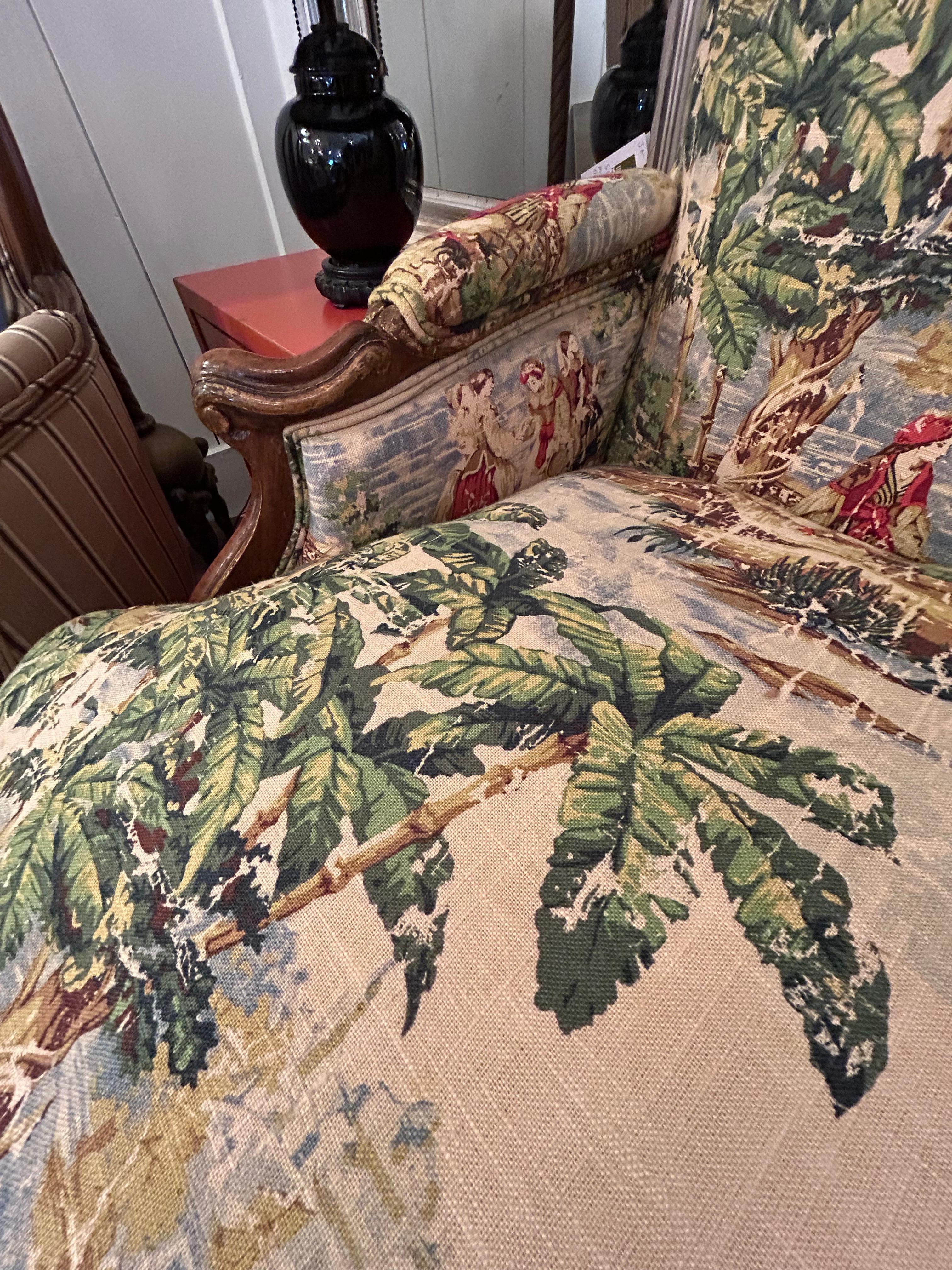 Magnifique banquette Louis XVI du 19ème siècle en bois doré avec nouveau tissu d'ameublement en vente 1