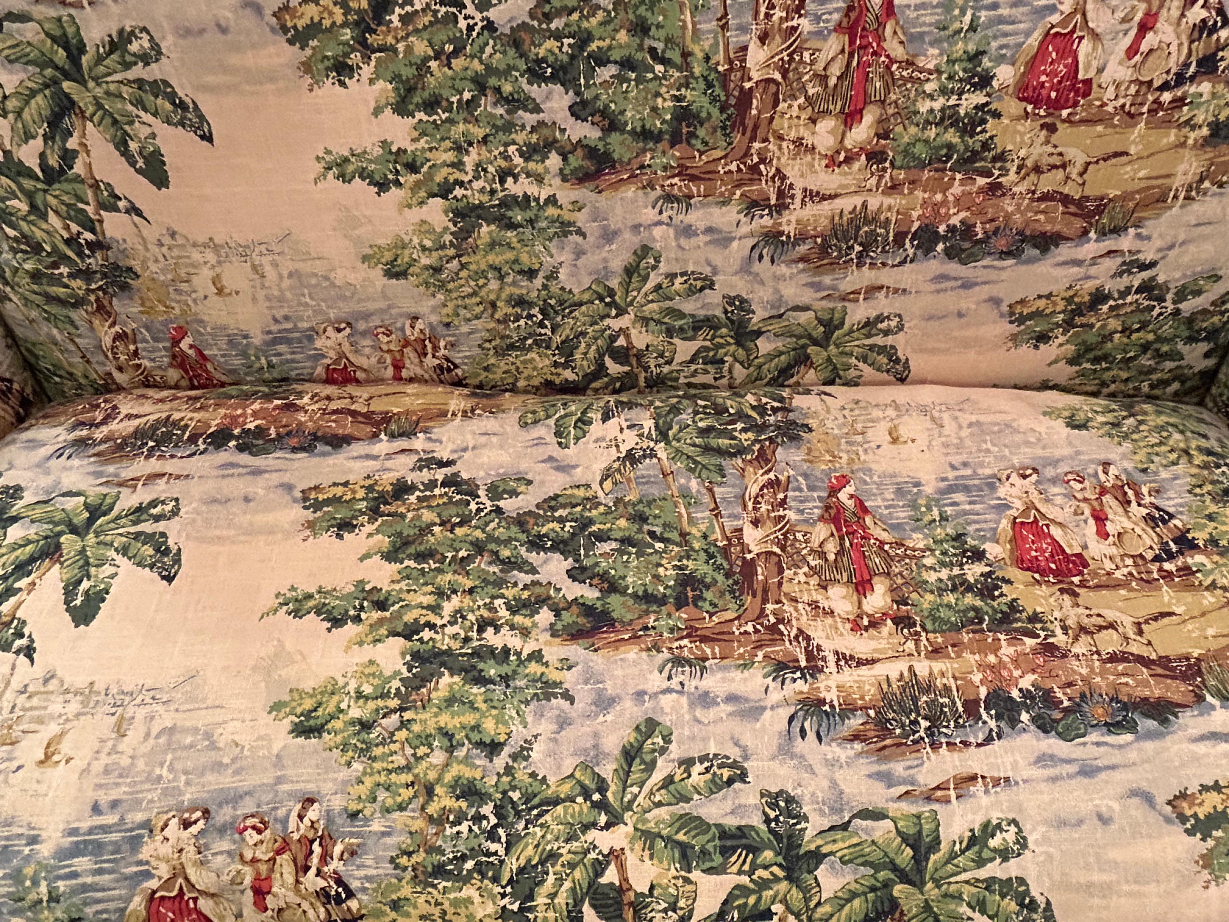 Magnifique banquette Louis XVI du 19ème siècle en bois doré avec nouveau tissu d'ameublement en vente 3