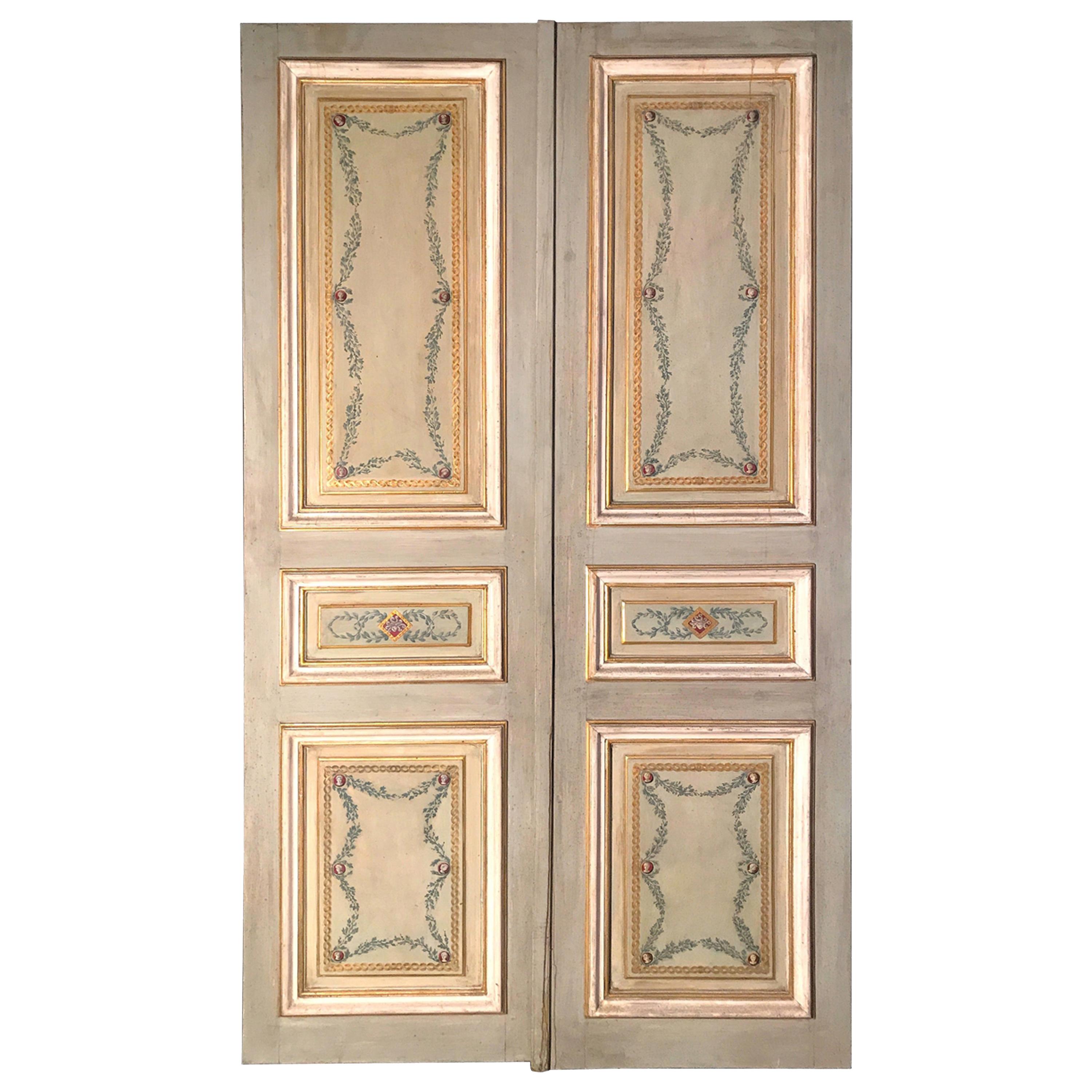 Prächtige italienische bemalte Türen oder Wandvertäfelungen aus dem 19. Jahrhundert 7