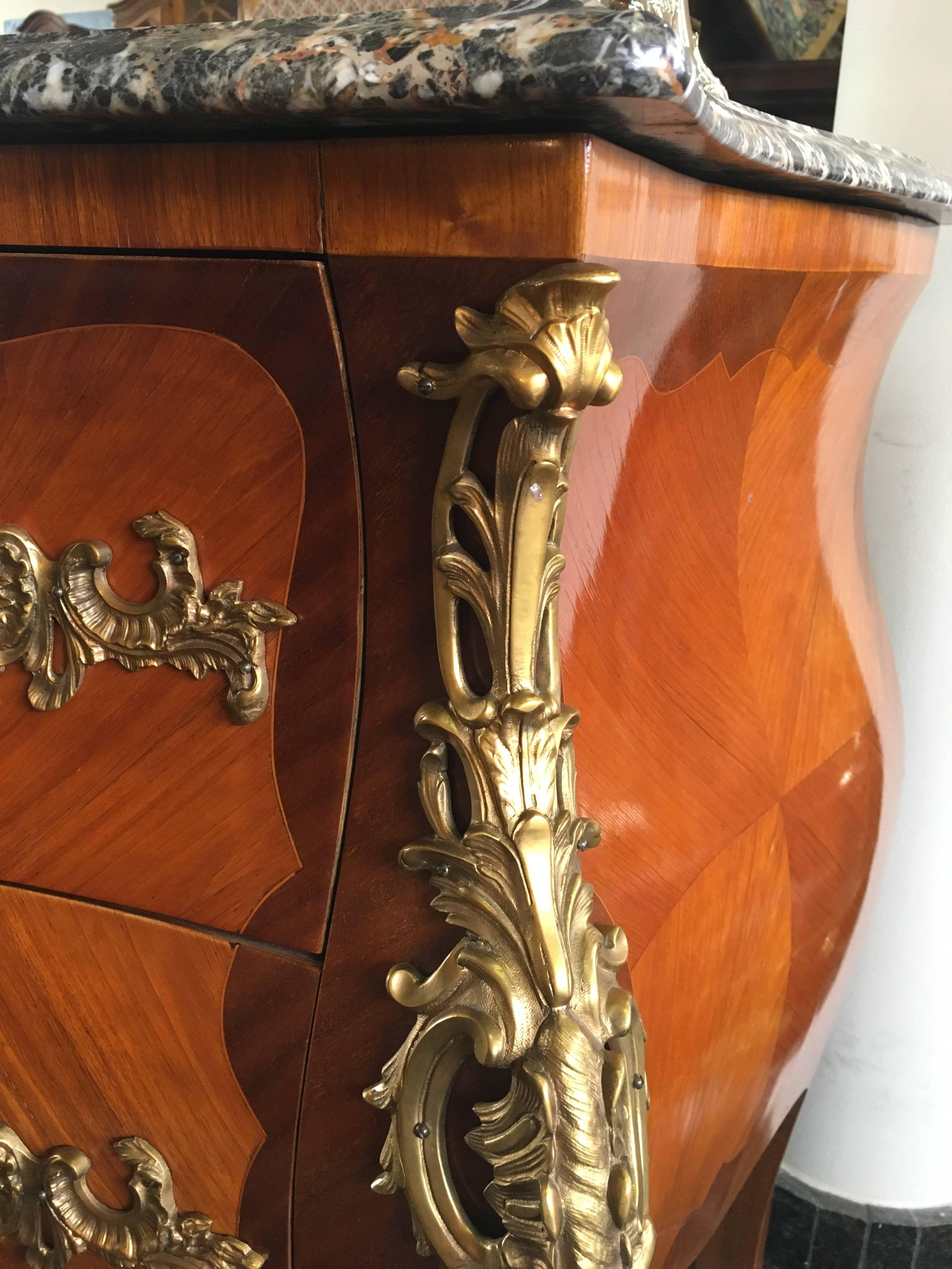 Louis XV Magnificent 19th Century Marble-Top Bombe Commode from France