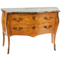 Antique Magnificent 19th Century Marble-Top Bombe Commode from France