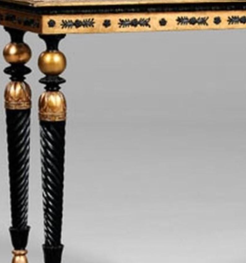 
The Following Item we are Offering is A Magnificent Rectangular Carved, ONE OF A KIND, Original Beidermeier Wooden and Marble Top Table, Intricately detailed with Carvings, ebonized and parcel gilt and decorated frieze over carved, spiral-turned