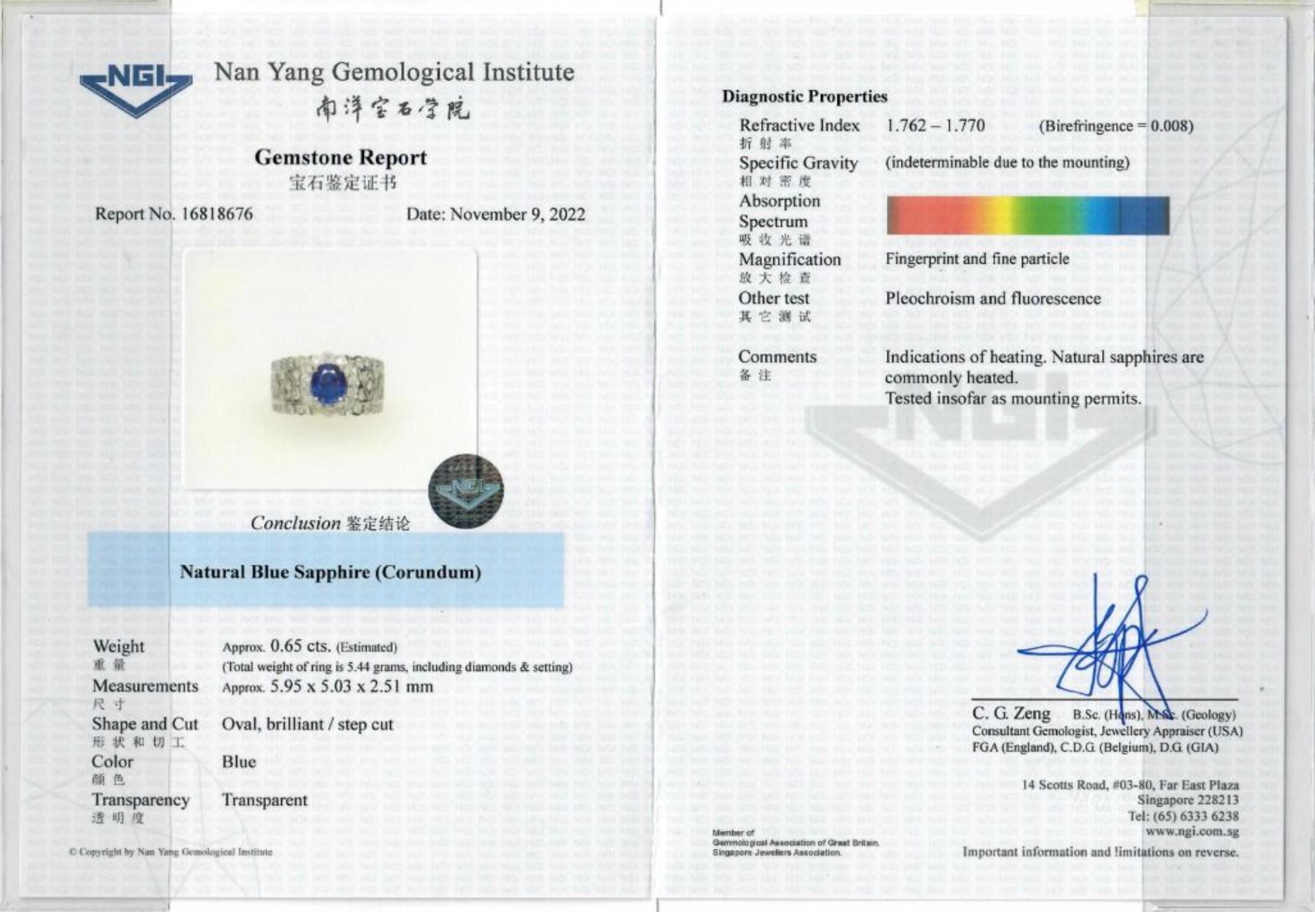 Magnifique bague en or blanc 18 carats ornée d'un saphir ovale de 1ct et d'un diamant naturel Pour femmes en vente