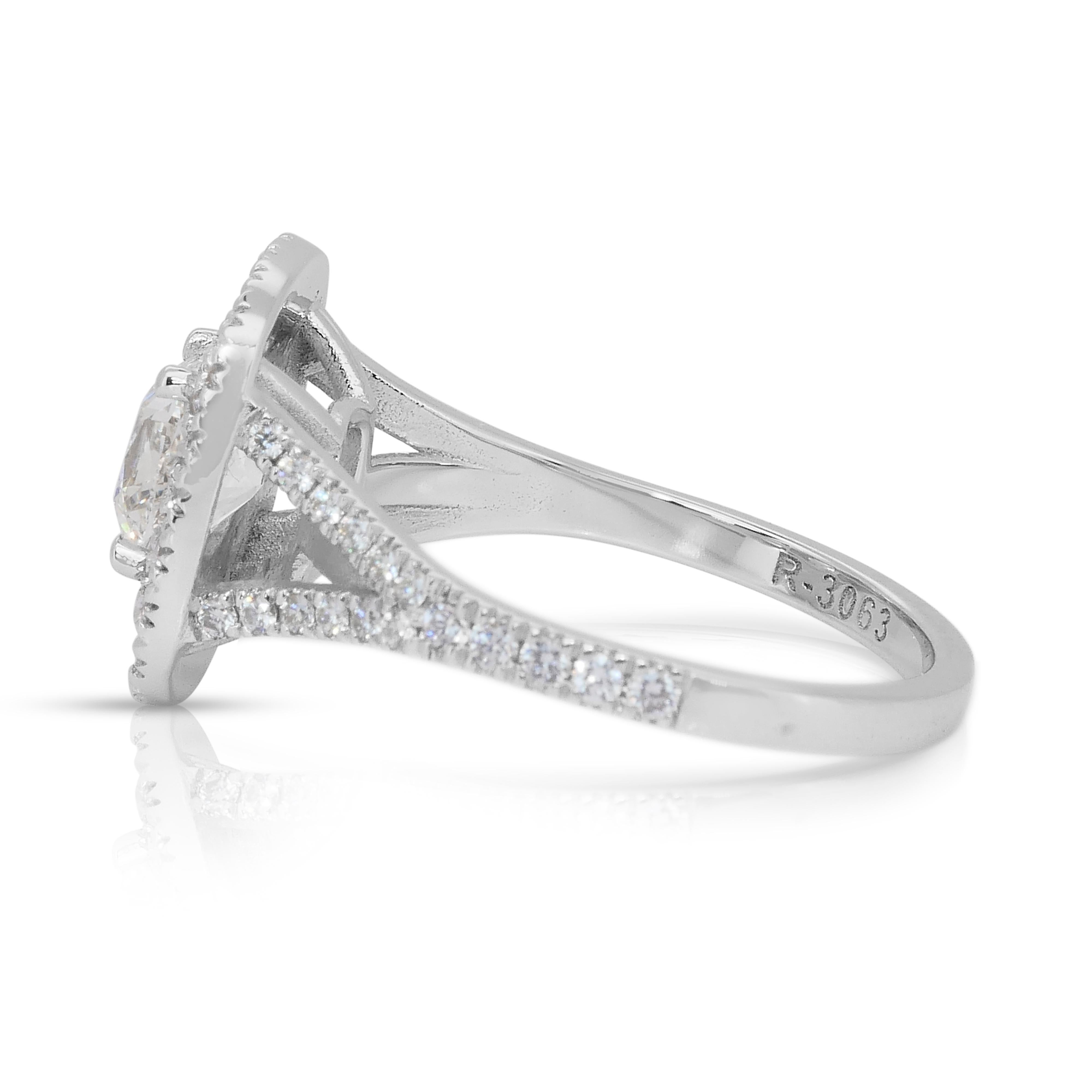 Donna Magnifico anello a doppia aureola con 2,03 carati di diamanti in oro bianco 18 carati - certificato IGI in vendita