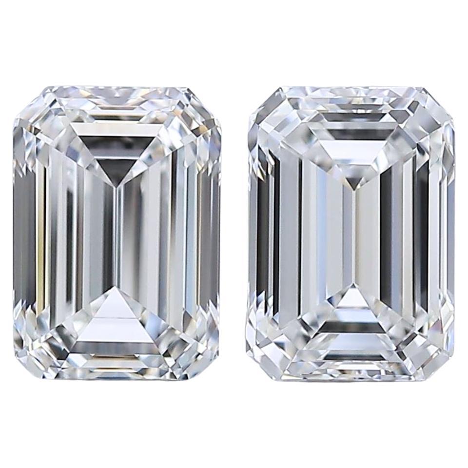 Magnífico par de diamantes talla esmeralda ideal de 2,04 ct - Certificado GIA 