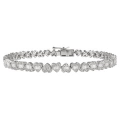 Timeless Natural 2.11ct Diamond Heart Tennis Bracelet 18k Solid White Gold