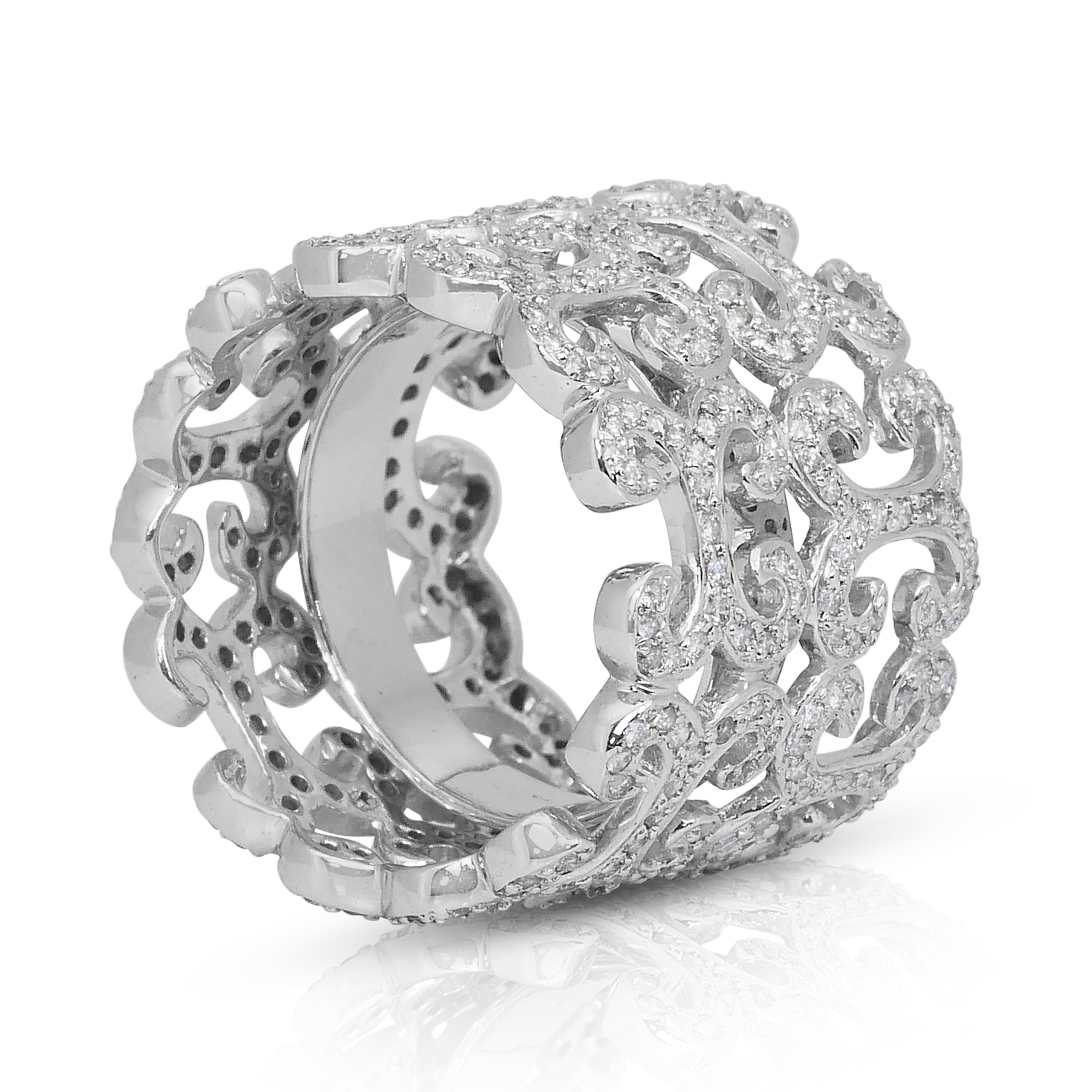 Taille ronde Magnifique bague en or blanc 18 carats de 2,22 ct de diamants - certifiée IGI en vente