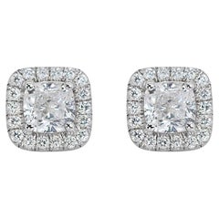 Magnificent 2.33ct Double Excellent Ideal Cut Diamond Stud Earrings - GIA 