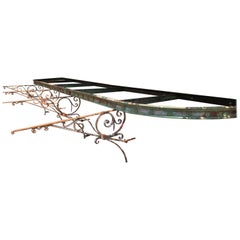 Magnificent 24 Foot Long French Wrought Iron Pergola with Original Brackets