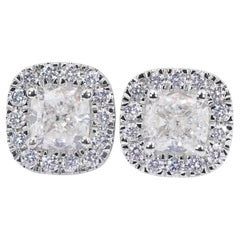 Magnifiques clous d'oreilles avec double excellent diamant taille idéale de 2,50 carats