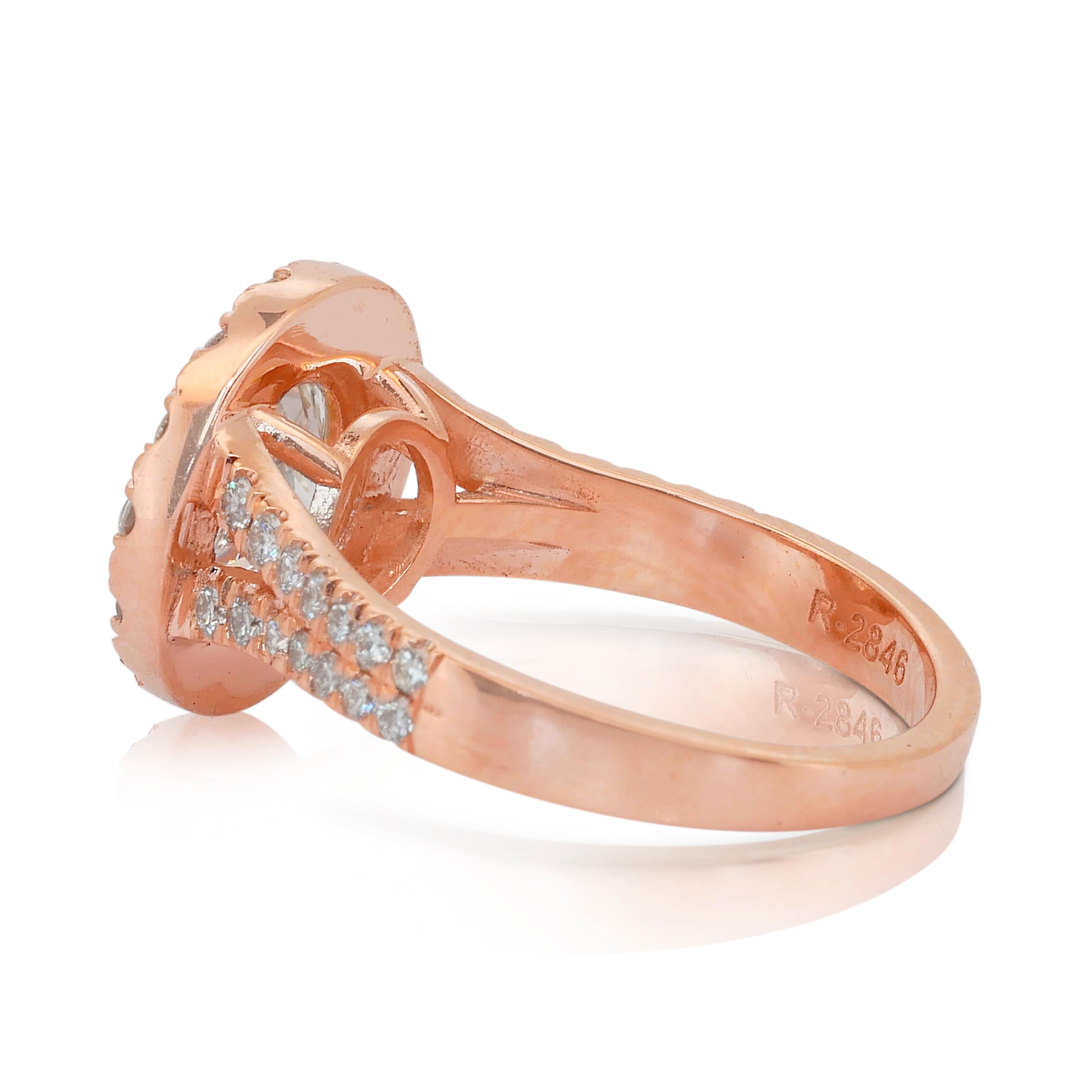 De las mujeres Magnífico Anillo Halo de Diamantes de 2,66 ct en Oro Rosa de 18k - Certificado IGI en venta