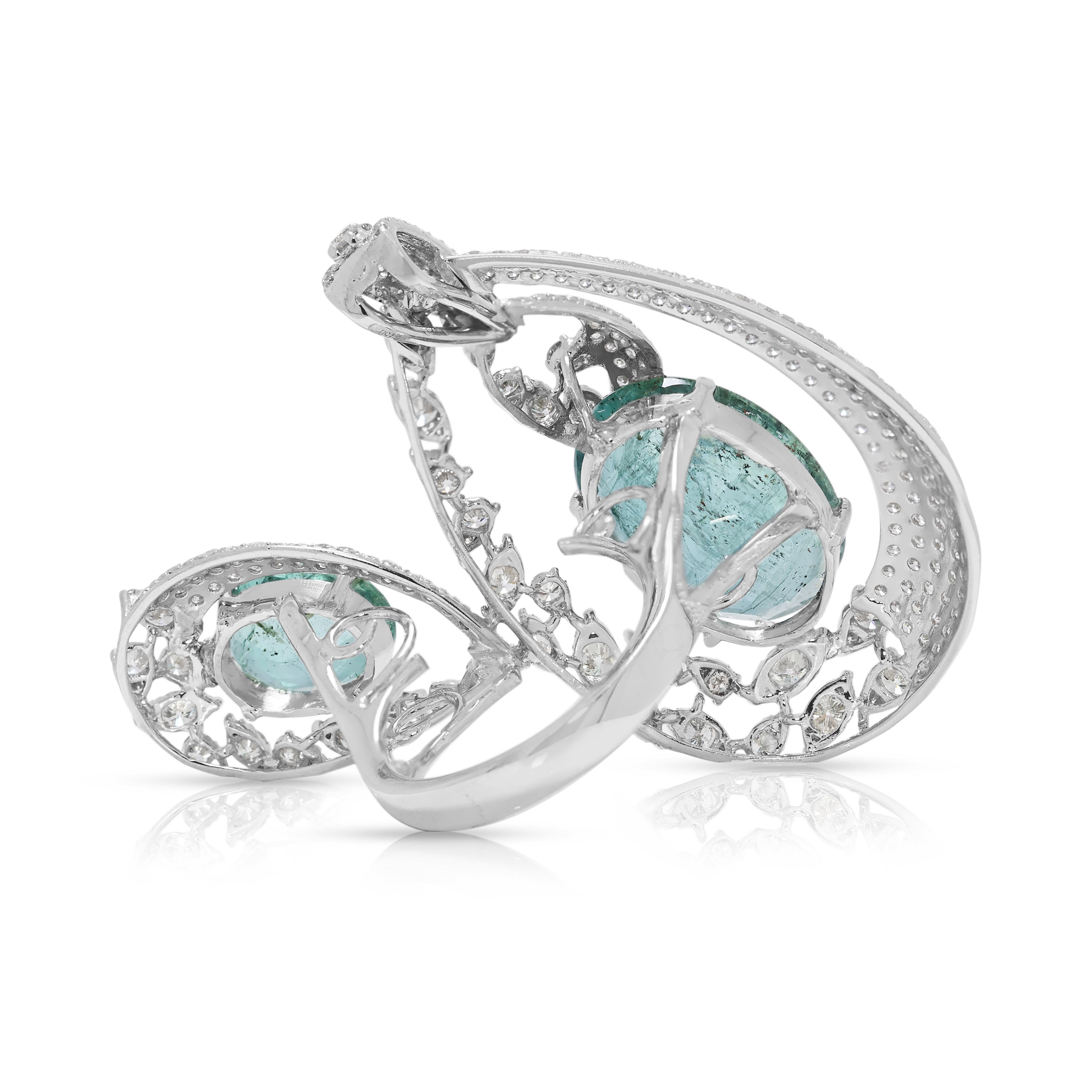 Magnificent 2.77ct Emerald & Diamond Masterpiece Ring in 18K White Gold For Sale 1