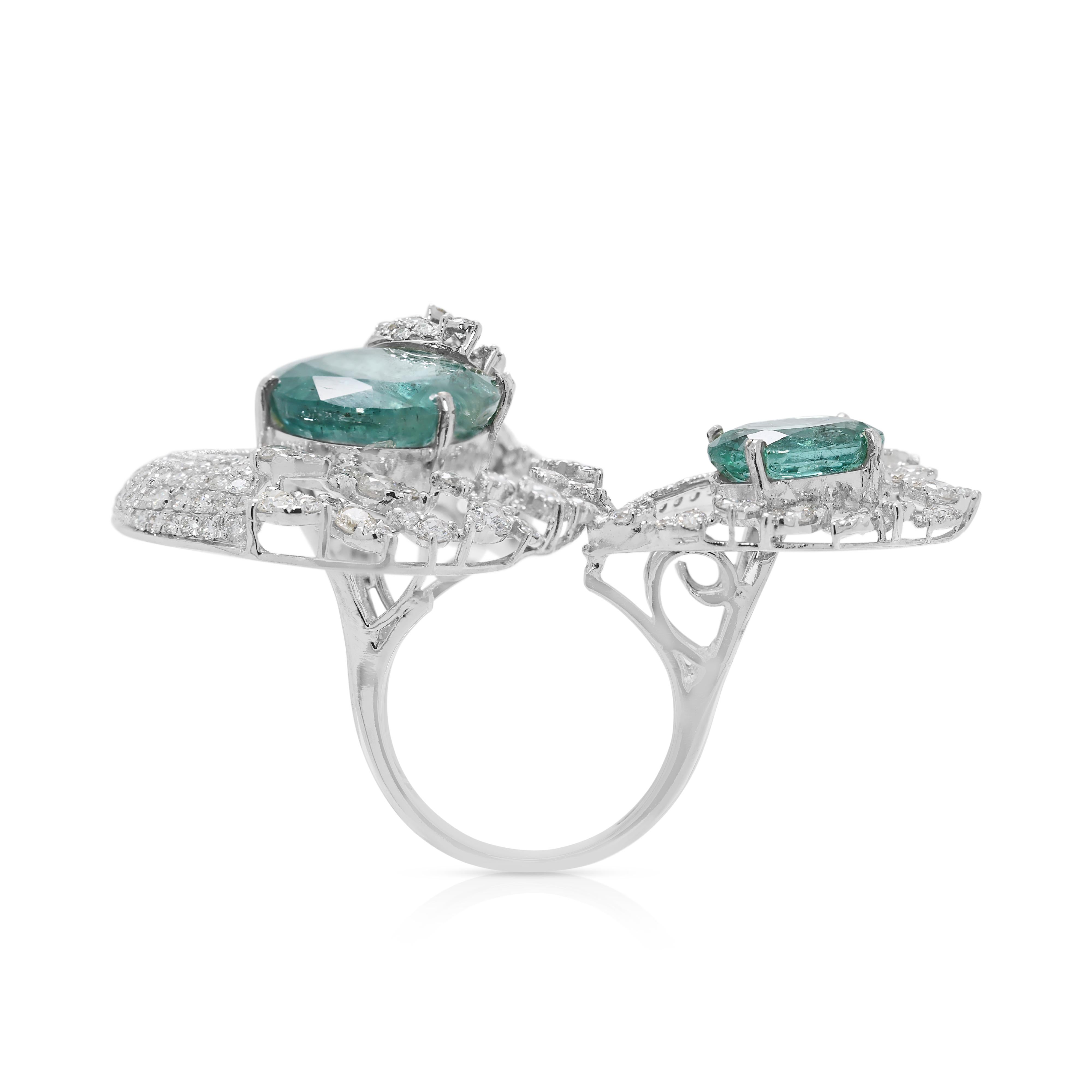 Magnificent 2.77ct Emerald & Diamond Masterpiece Ring in 18K White Gold For Sale 2