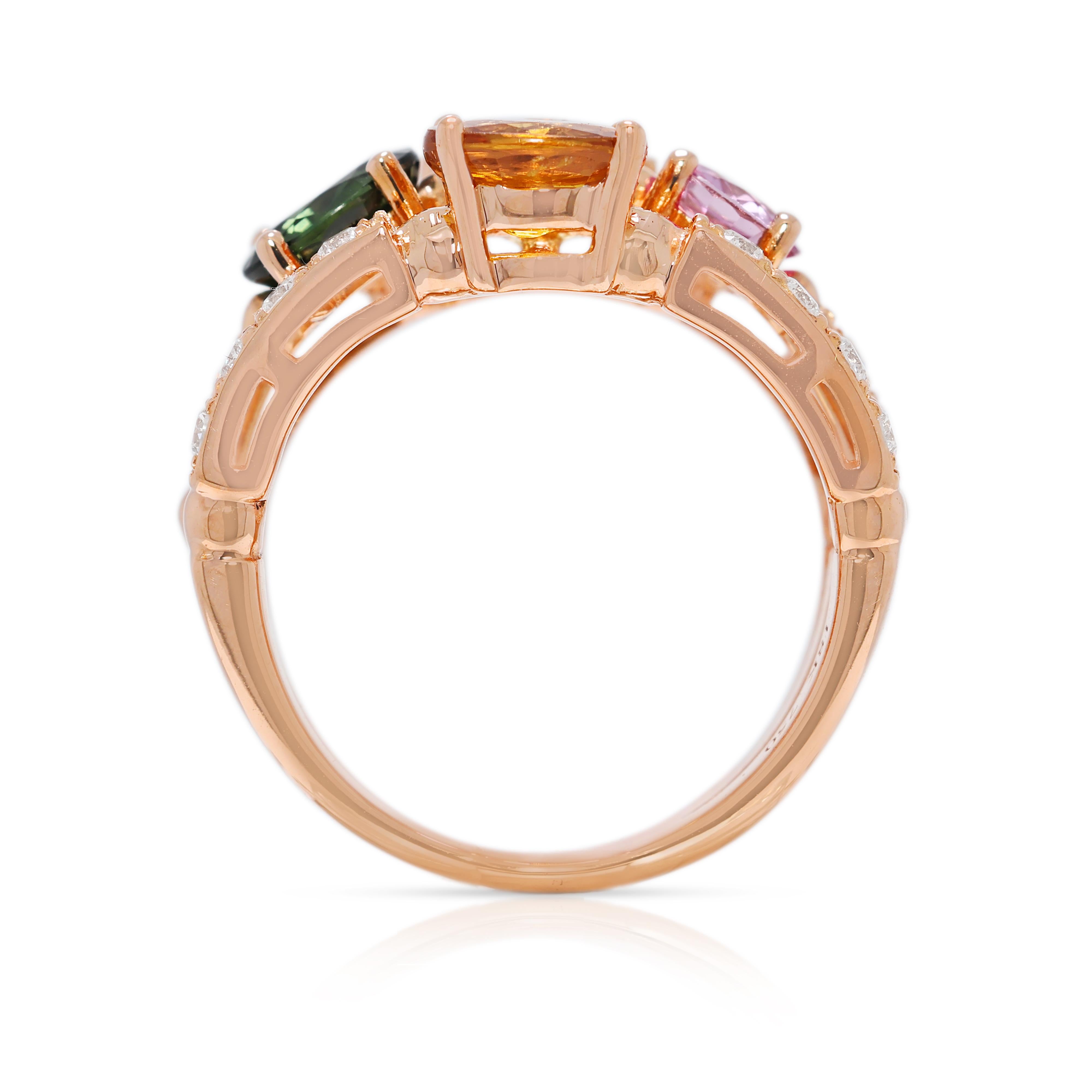 Magnifique bague en or jaune 18 carats avec saphir et diamant naturel de 2,83 carats en vente 2