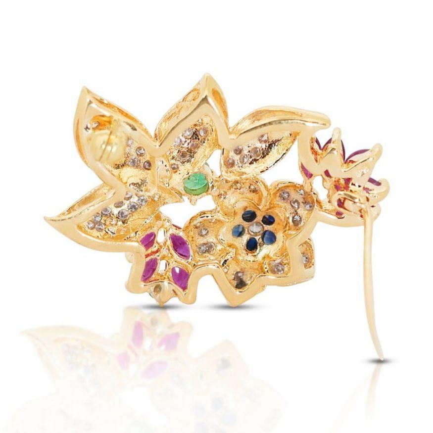 Women's Magnificent 2.87 Carat Brooch in 18K Yellow Gold For Sale