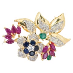 Magnificent 2.87 Carat Brooch in 18K Yellow Gold