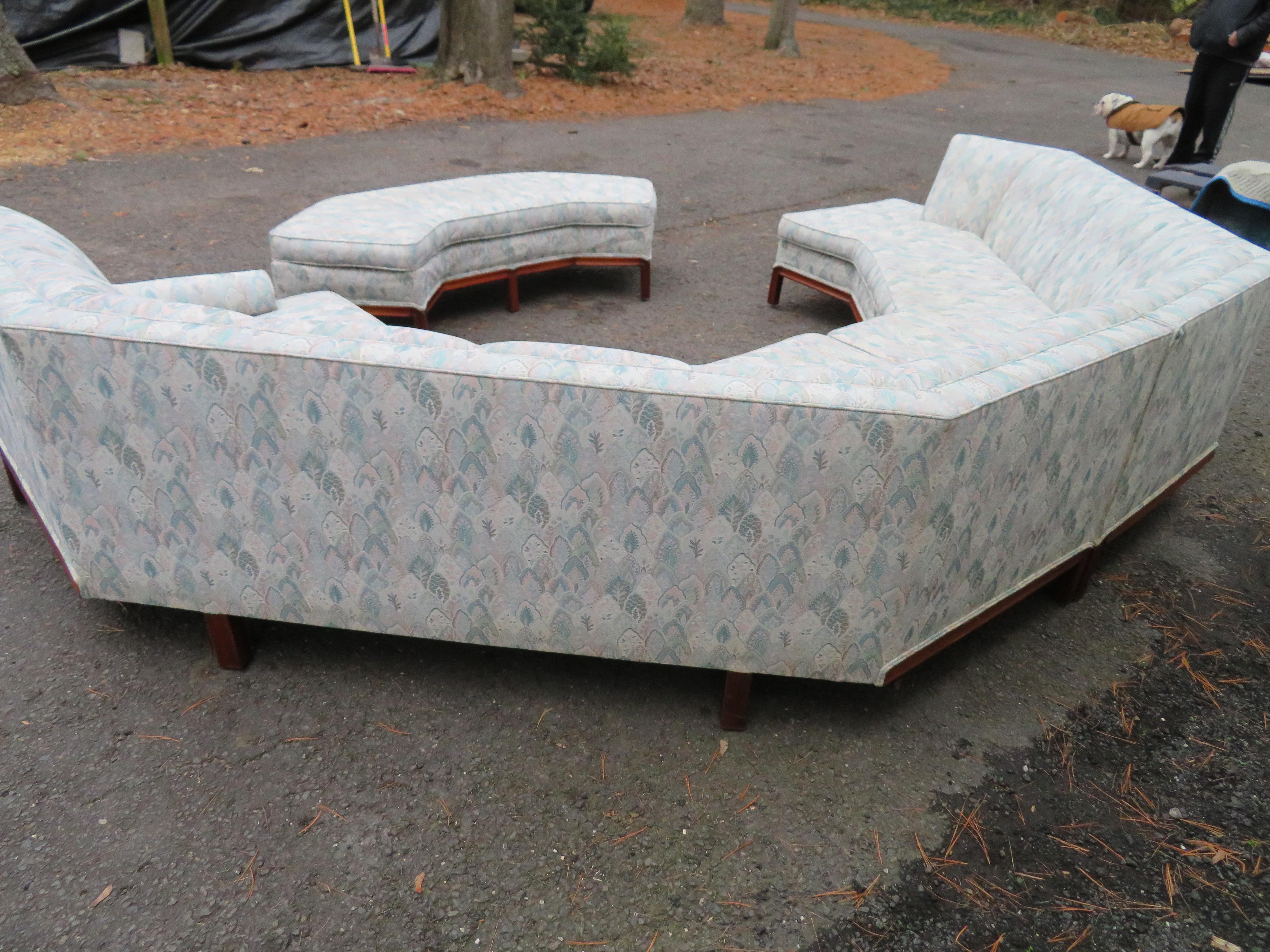 Magnificent 3 Piece Octagon Sofa Sectional Bench Mid-Century Modern For Sale 1