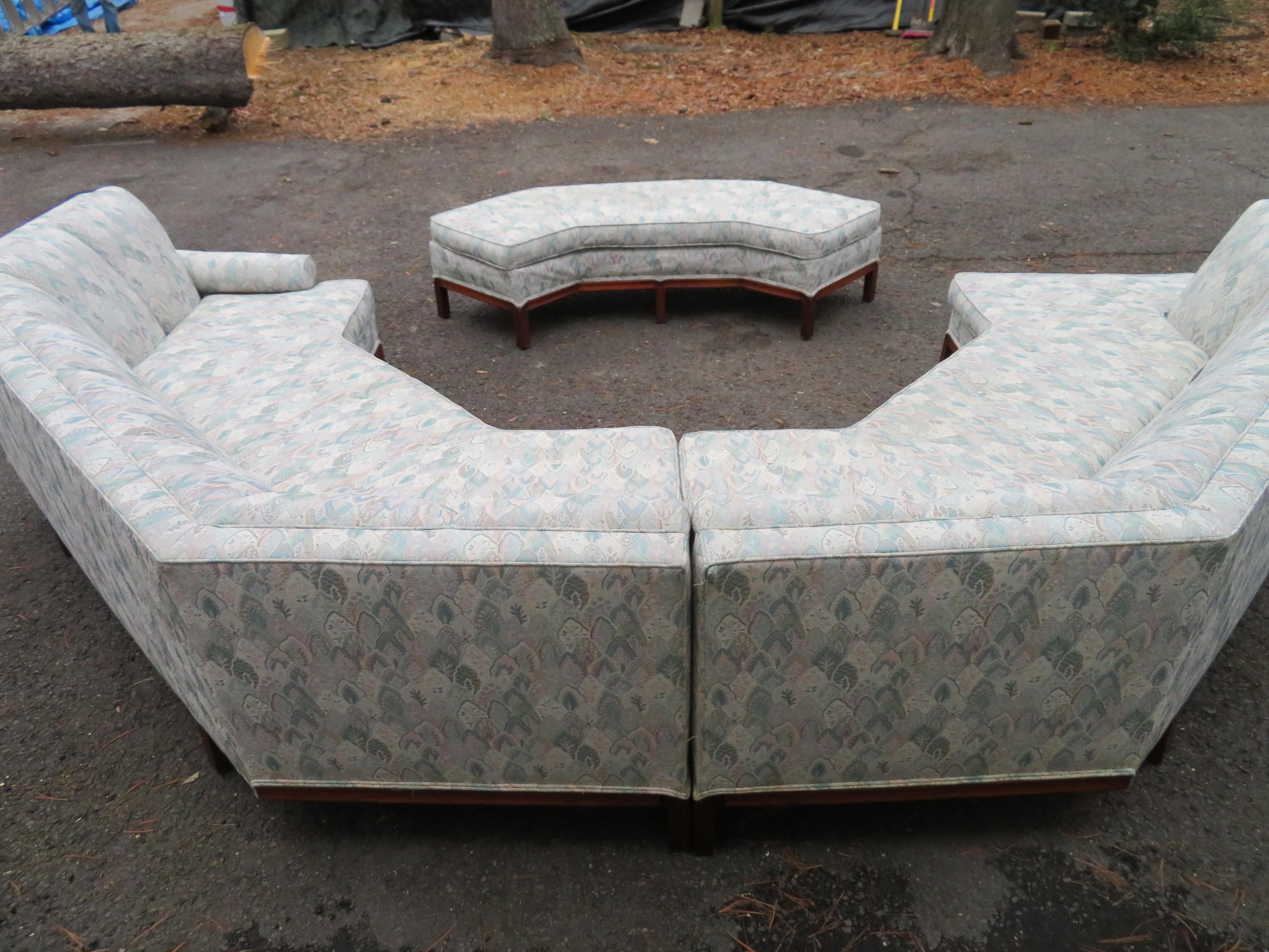 Magnificent 3 Piece Octagon Sofa Sectional Bench Mid-Century Modern For Sale 3