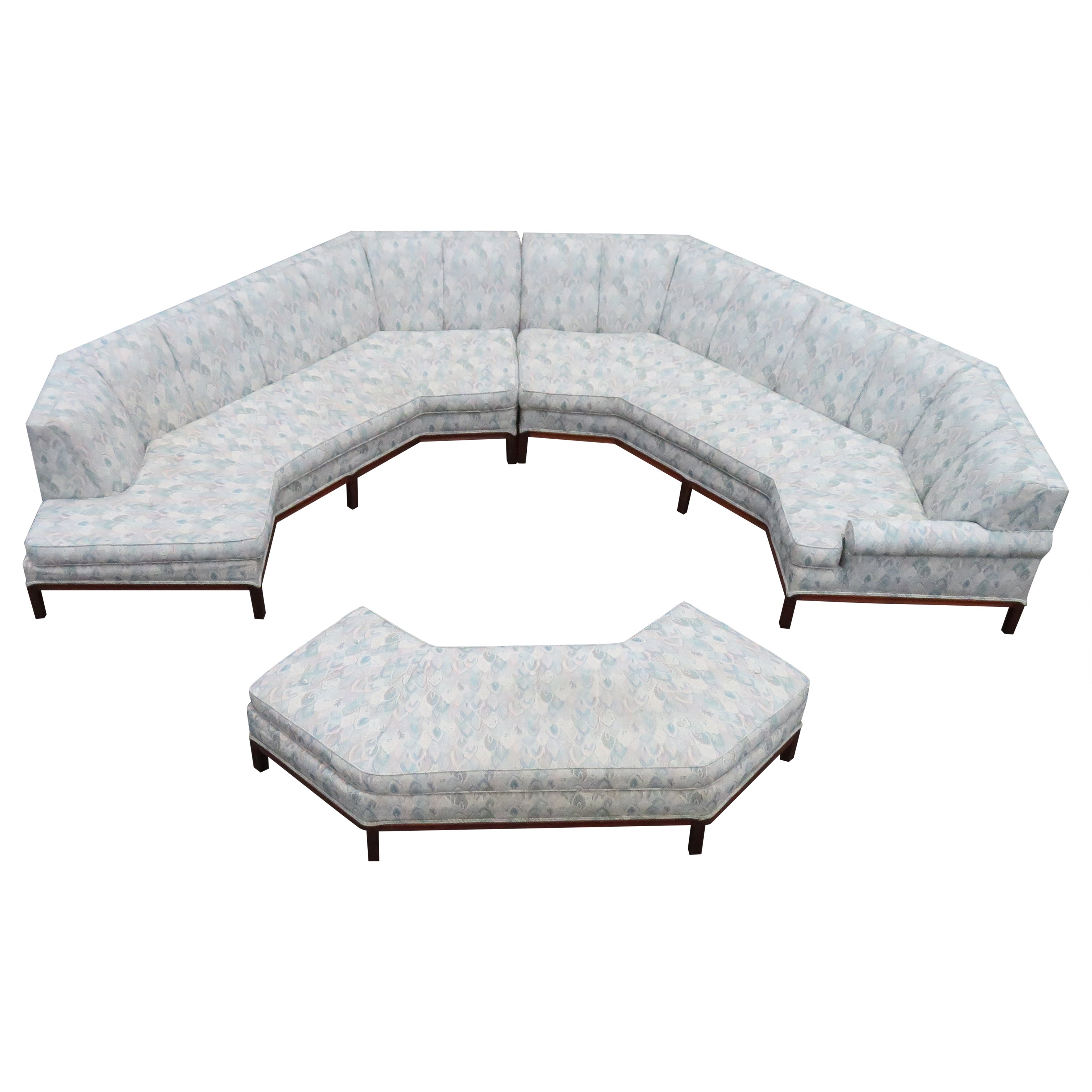 Magnificent 3 Piece Octagon Sofa Sectional Bench Mid-Century Modern For Sale
