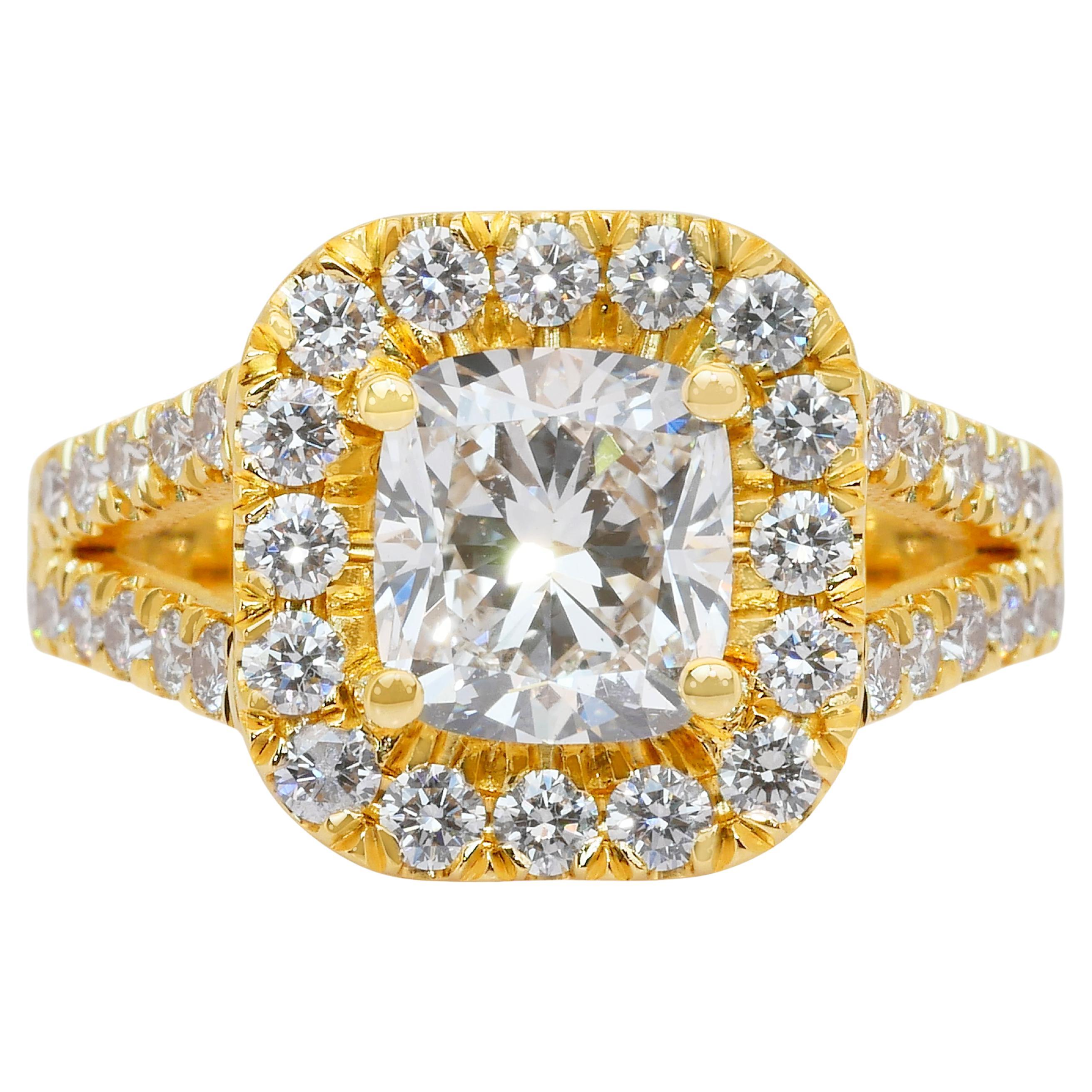 Magnifique bague cocktail en or jaune 18k avec 3.03ct de diamants - Certifié IGI