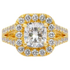 Magnifique bague cocktail en or jaune 18k avec 3.03ct de diamants - Certifié IGI