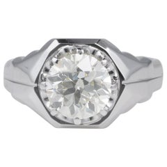 Magnificent 3.10 Carat Old Brilliant Cut Diamond Solitaire Unisex Rare Ring