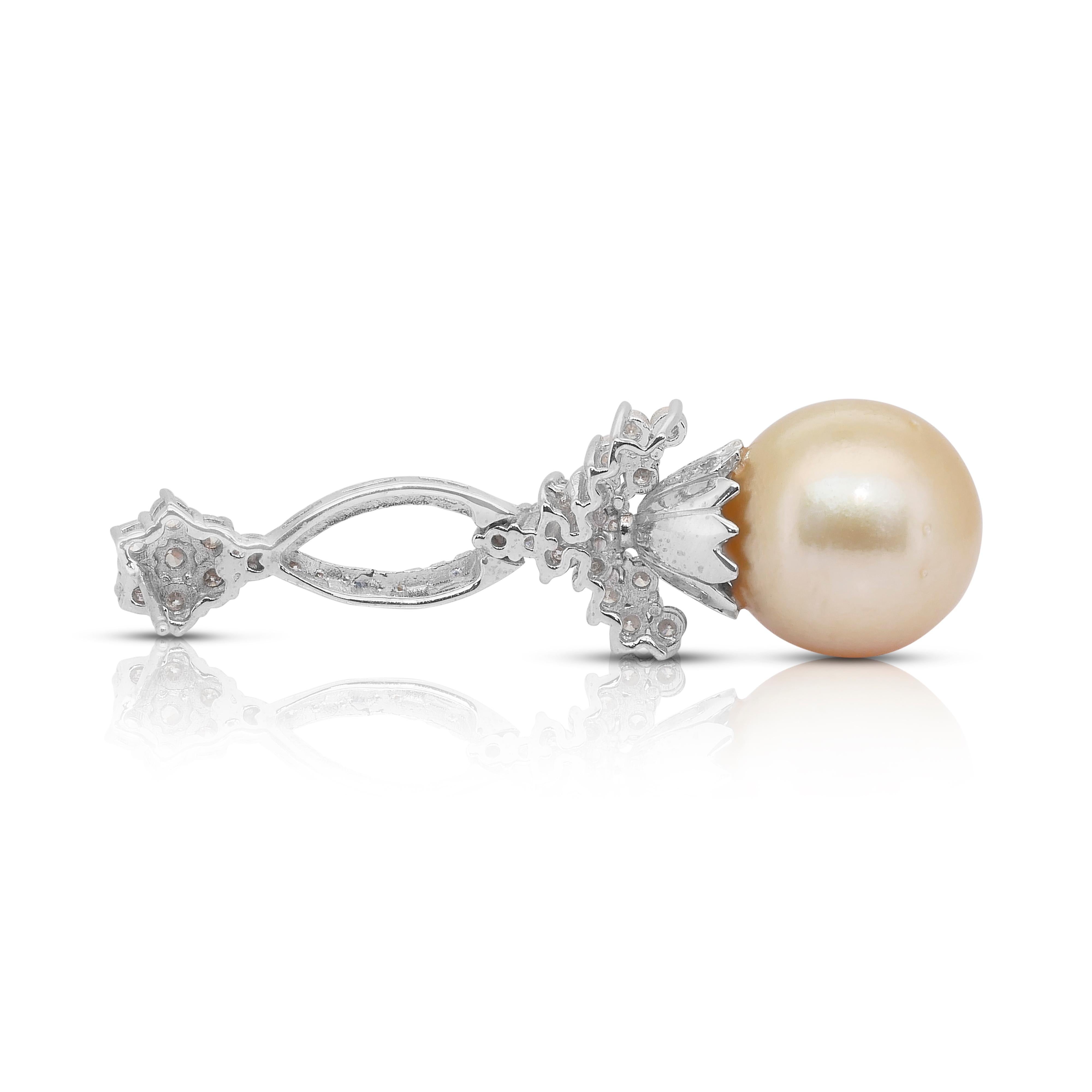 Magnifiques boucles d'oreilles pendantes en perles d'eau salée et diamants de 32.09ct en vente 3
