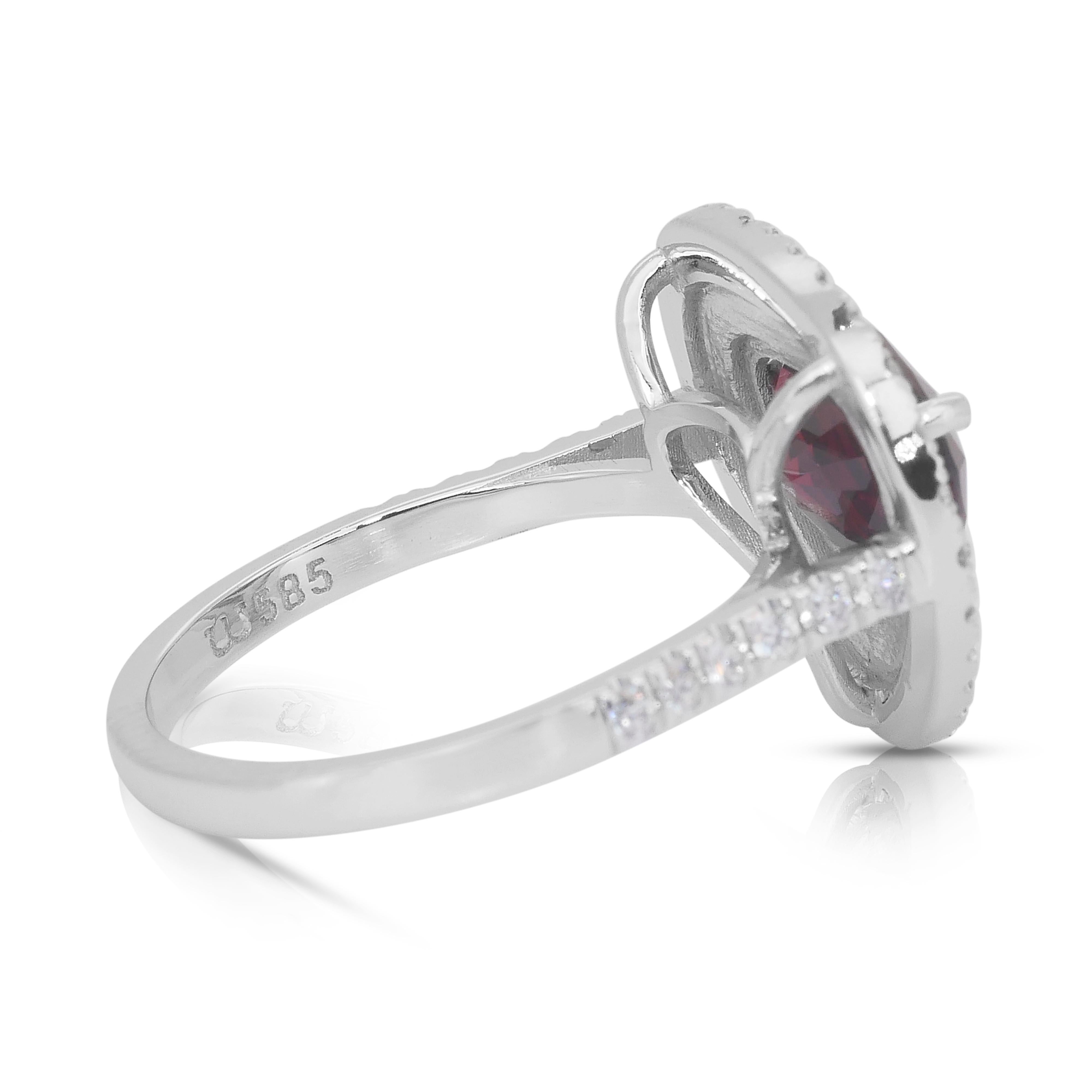 Cuore Magnifico anello da cocktail a doppia aureola con spinello e diamanti da 3,46 carati in vendita