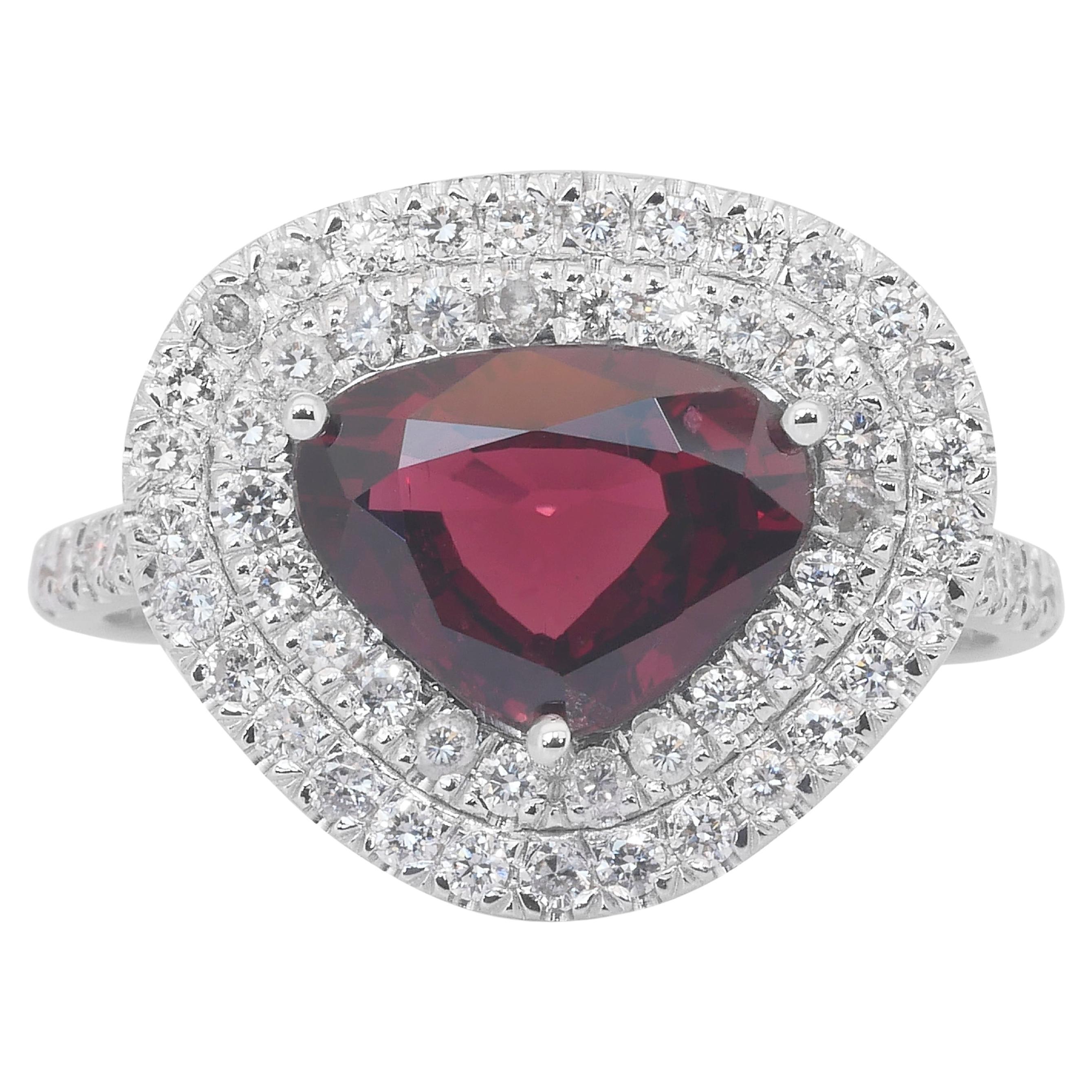 Magnificent 3.46ct Spinel and Diamonds Double Halo Cocktail Ring