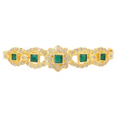 Magnifico bracciale con smeraldi e diamanti da 3,62 carati in oro giallo 18 carati