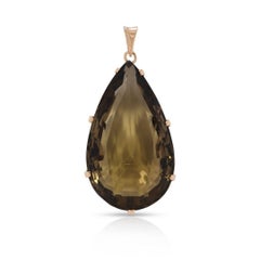 Magnificent 36.88ct Smoky Quartz 14K Yellow Gold Pendant