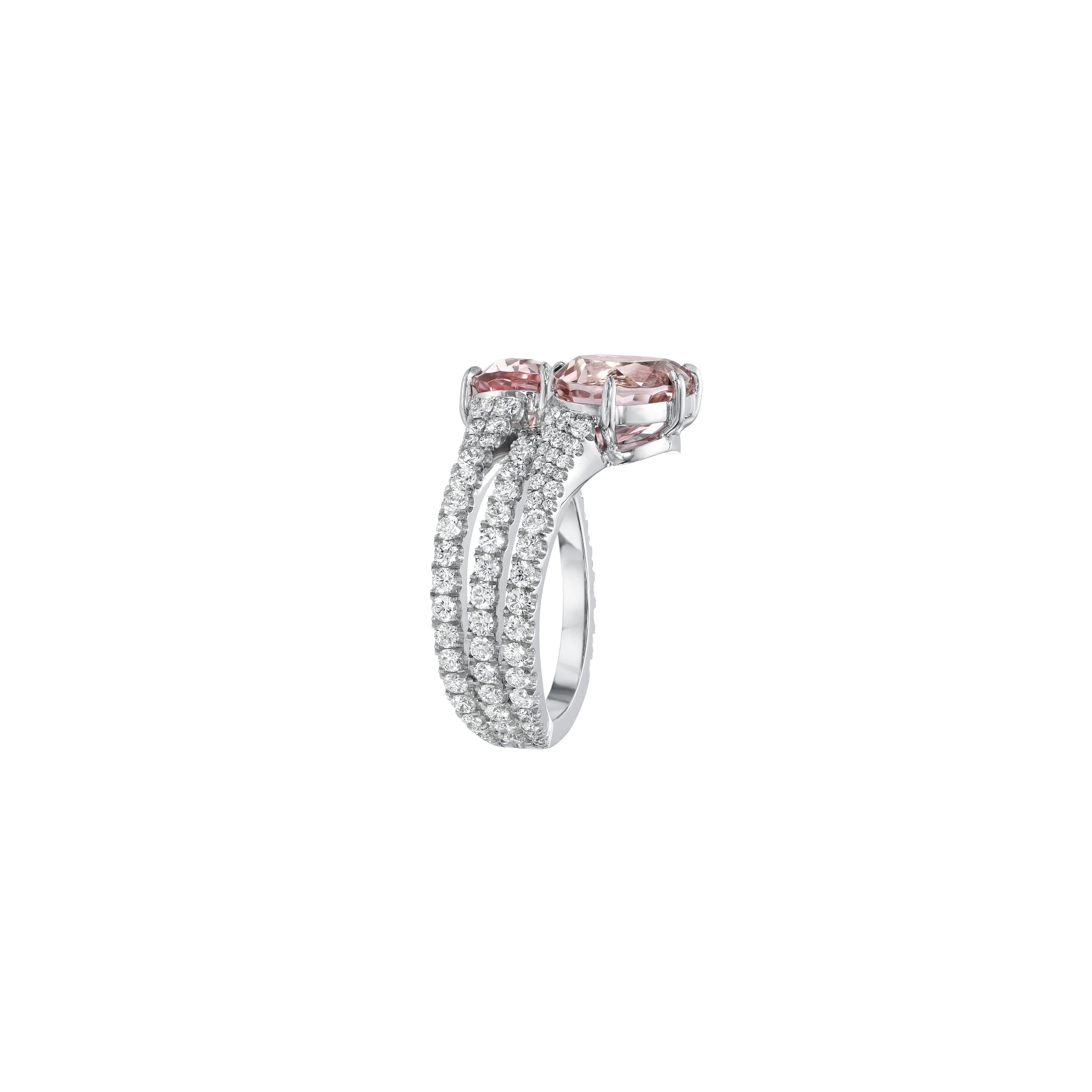 Magnífico Anillo de Turmalina Rosa y Diamante en Platino de 3,93 Quilates - Regalo de Lujo en Nuevo estado para la venta en Beverly Hills, CA