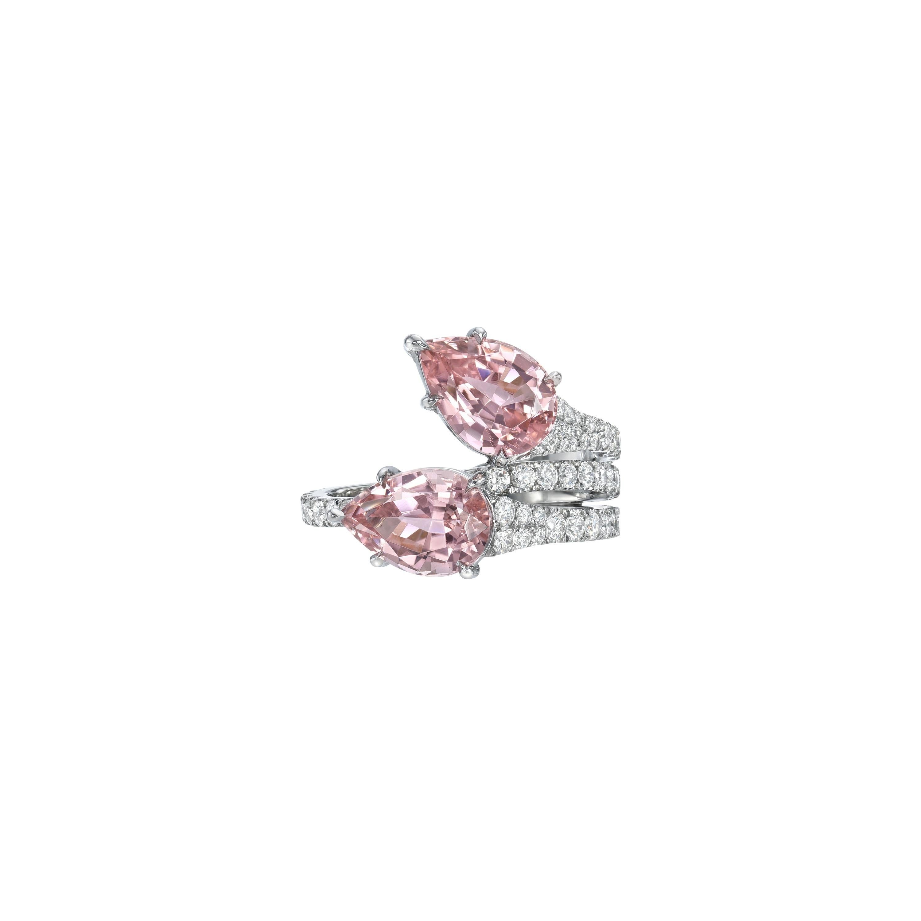 De las mujeres Magnífico Anillo de Turmalina Rosa y Diamante en Platino de 3,93 Quilates - Regalo de Lujo en venta