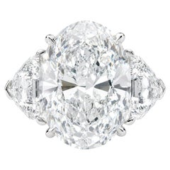 Magnificent 4.02 Carat Oval Brilliant Diamond Three-Stone Ring