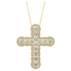 Magnificent 4.16ct Diamonds Necklace with Cross Pendant in 18k Yellow Gold