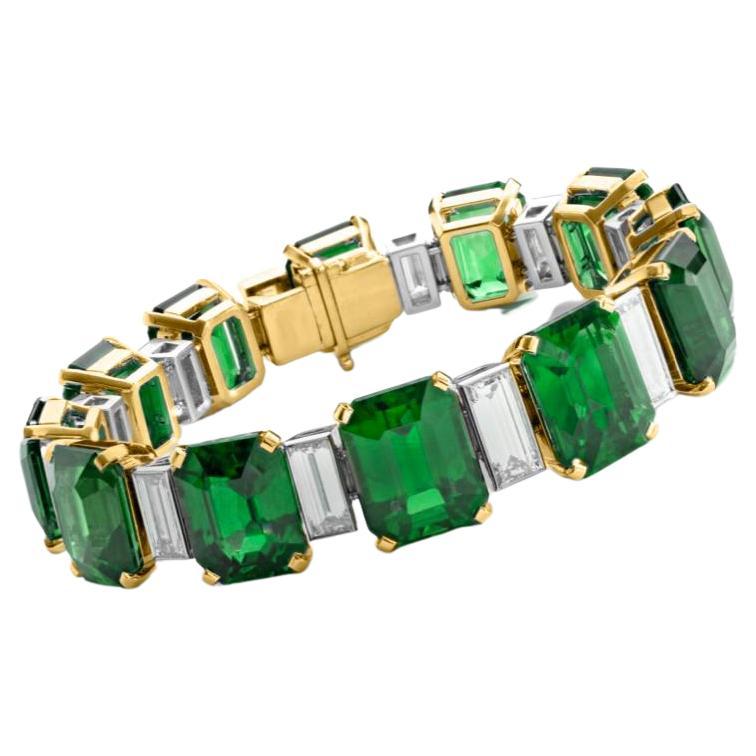 Magnificent 40 Carat Emerald and Diamond Bracelet For Sale