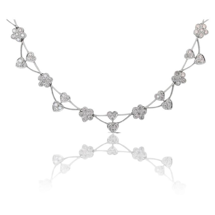Magnifique collier en or blanc 18 carats avec diamants brillants ronds de 4,20 carats en vente