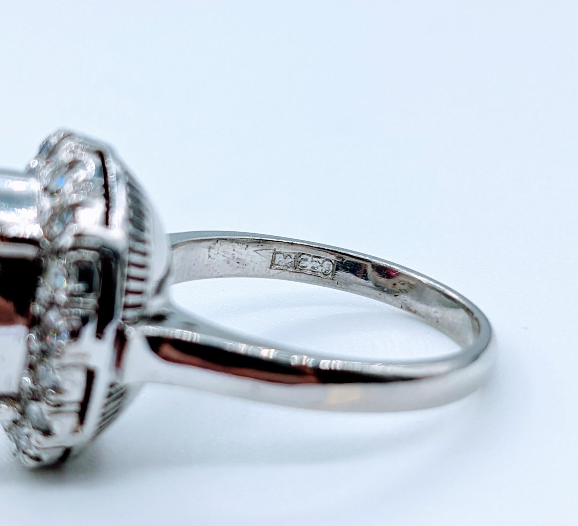 Women's Magnificent 4.43ct Rubellite Cabochon Tourmaline & Diamond Platinum Ring For Sale