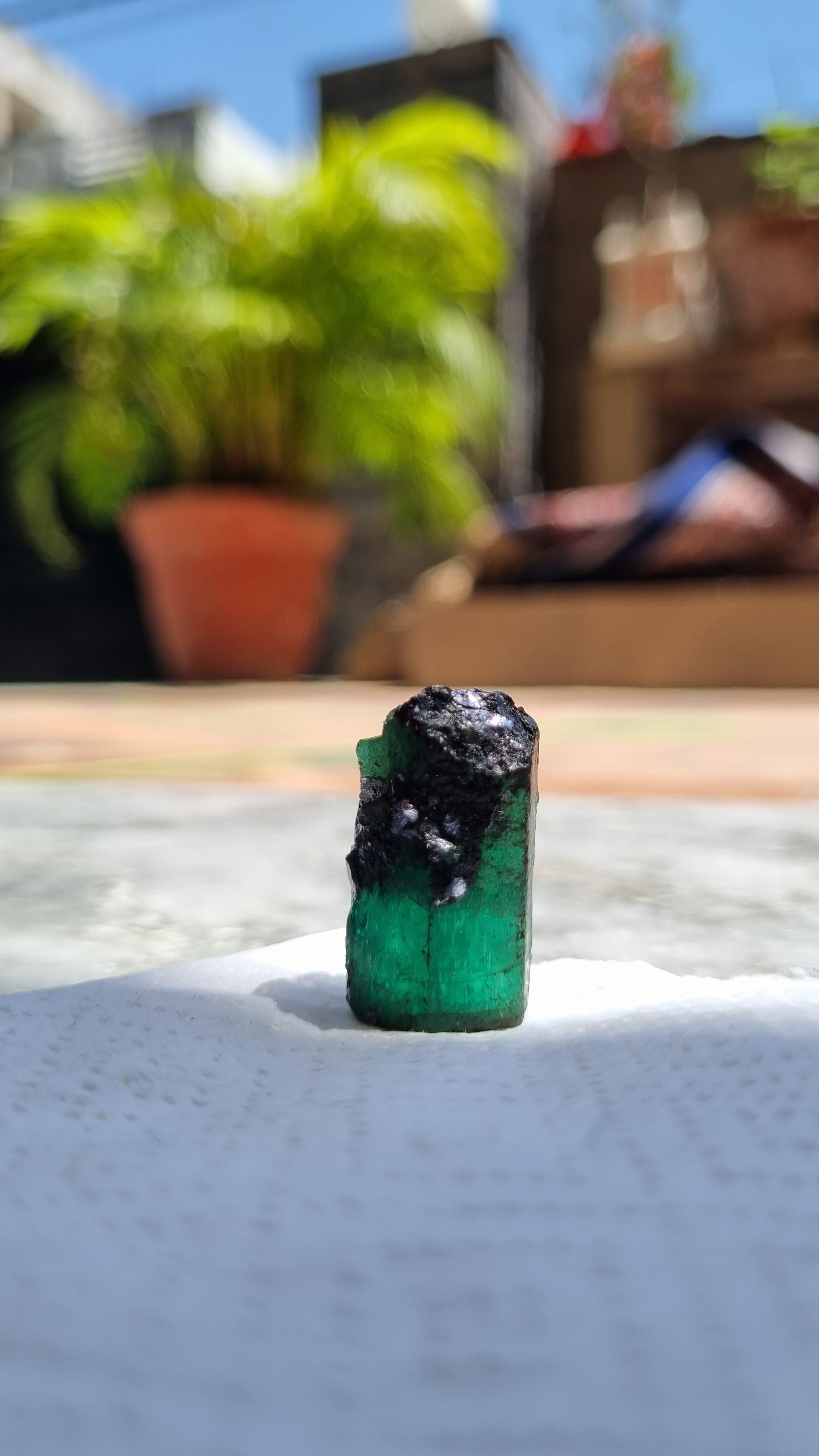 Contemporary Magnificent 44.75ct Brazilian Rough Emerald with Vivid Natural Glow For Sale