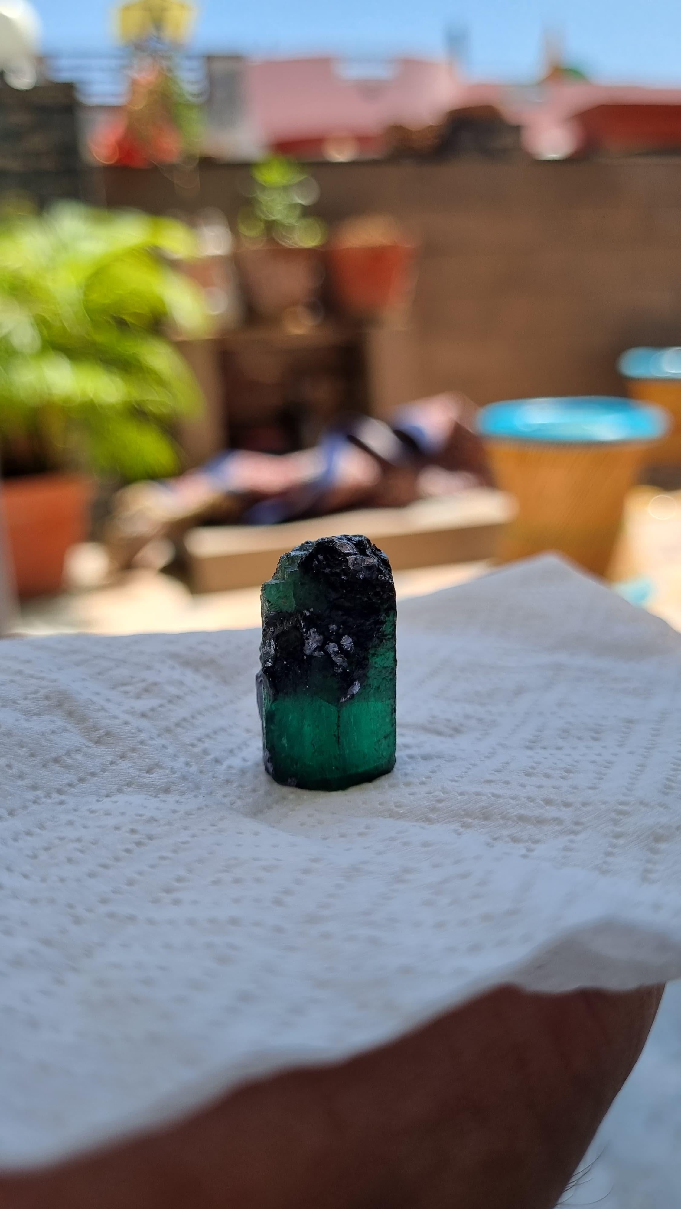 Women's or Men's Magnificent 44.75ct Brazilian Rough Emerald with Vivid Natural Glow For Sale