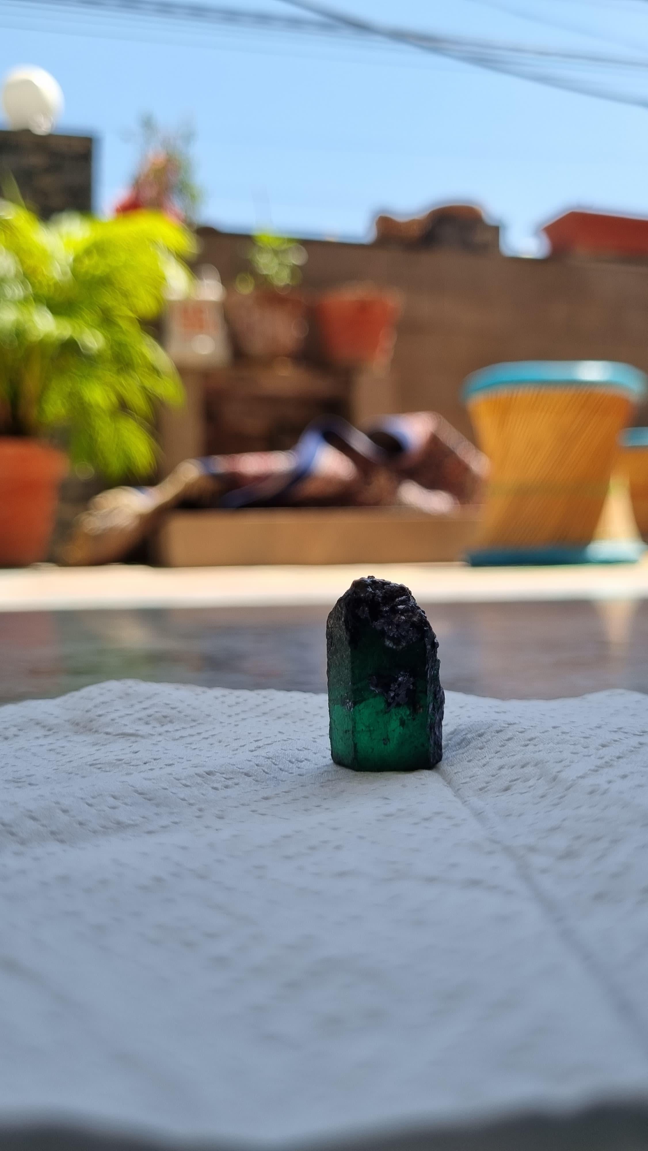 Magnificent 44.75ct Brazilian Rough Emerald with Vivid Natural Glow For Sale 1
