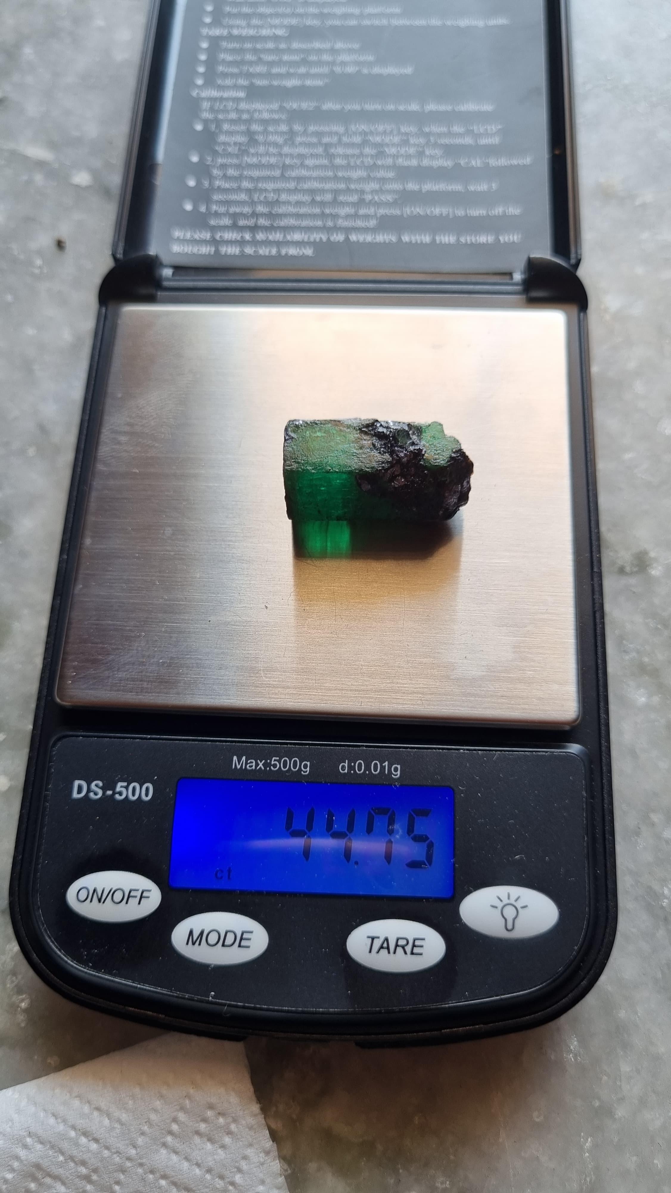 Magnificent 44.75ct Brazilian Rough Emerald with Vivid Natural Glow For Sale 2